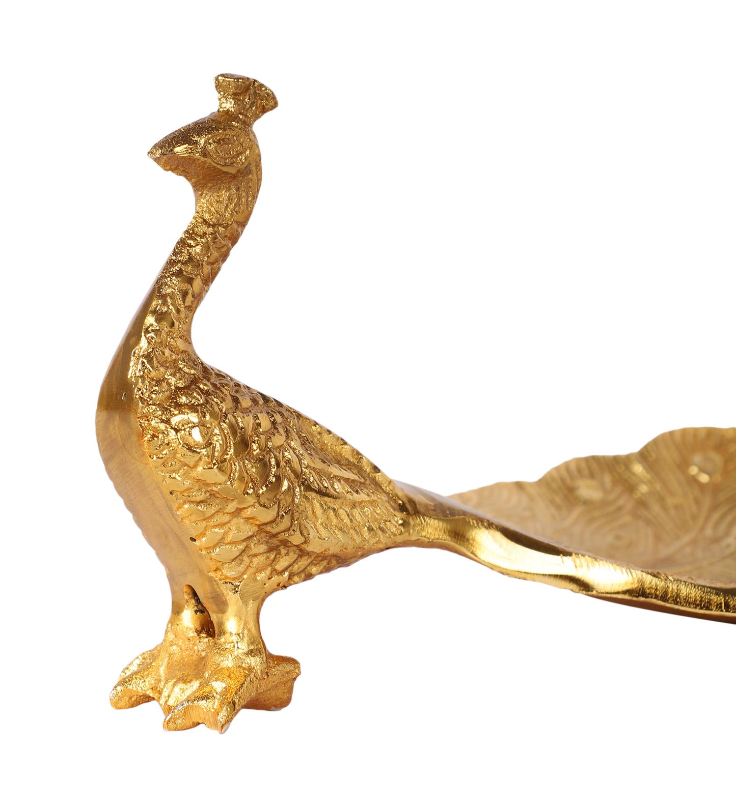 Peacock Aluminium Gold Small Gifting Platter