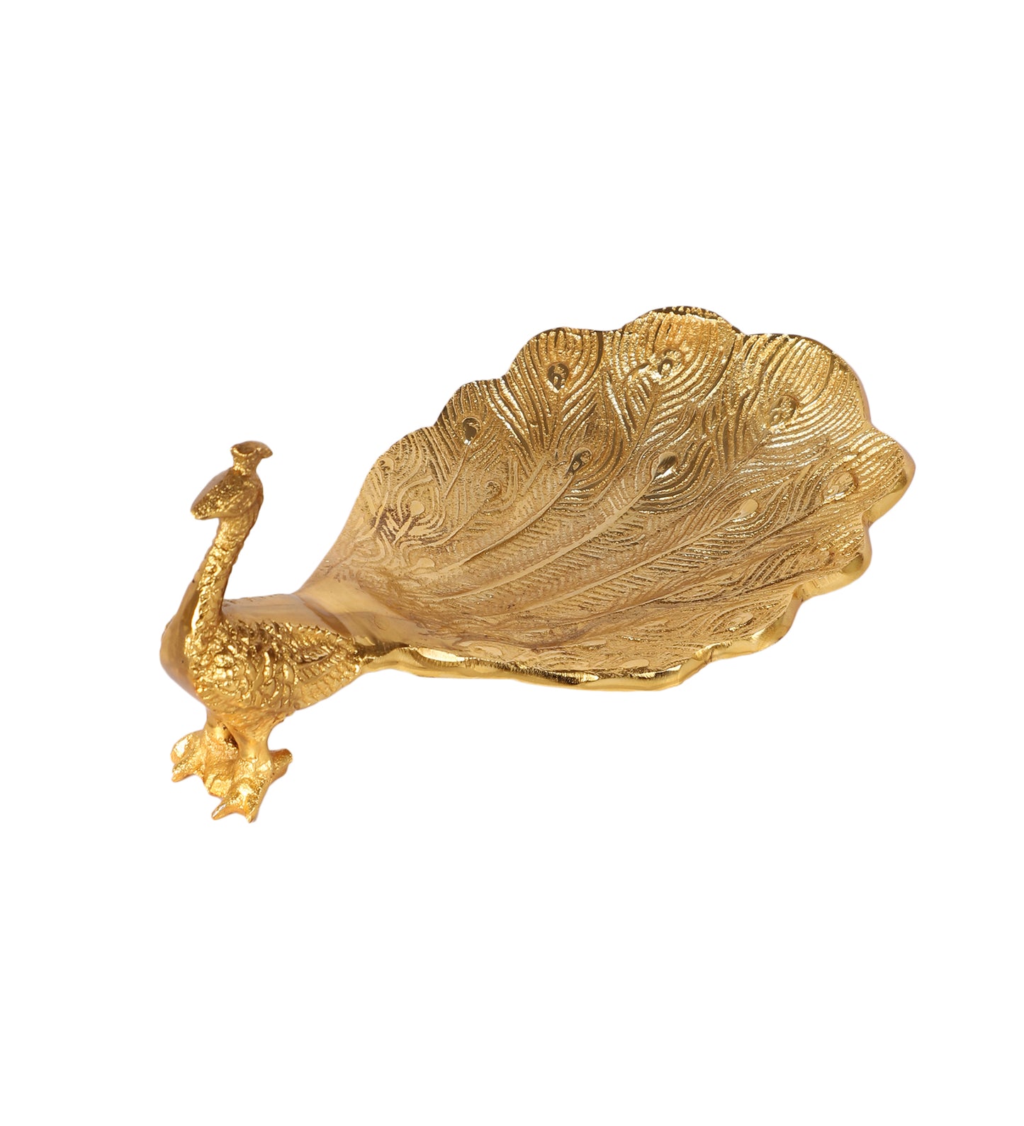 Peacock Aluminium Gold Small Gifting Platter