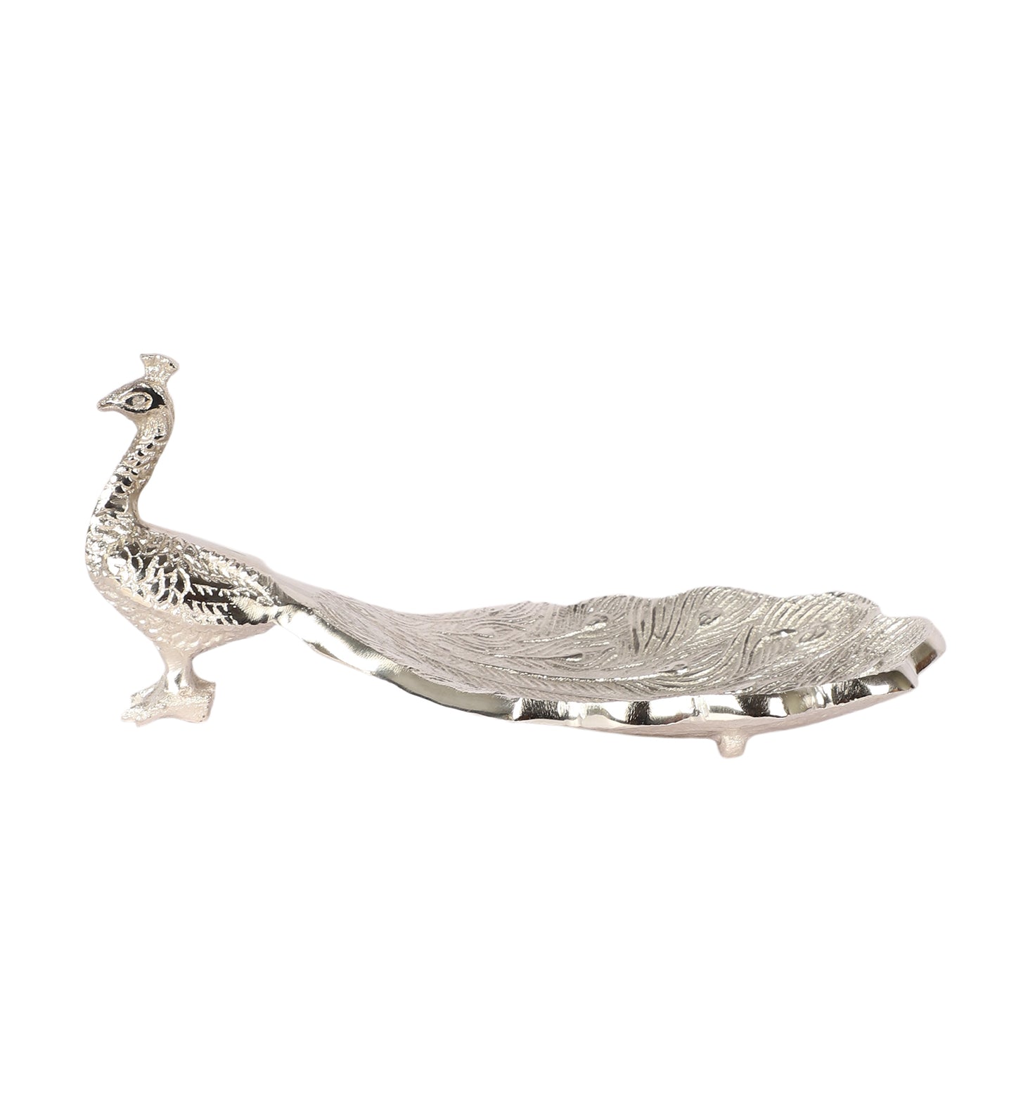 Peacock Aluminium Silver Small Gifting Platter