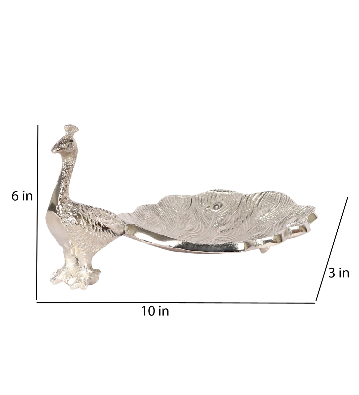 Peacock Aluminium Silver Small Gifting Platter