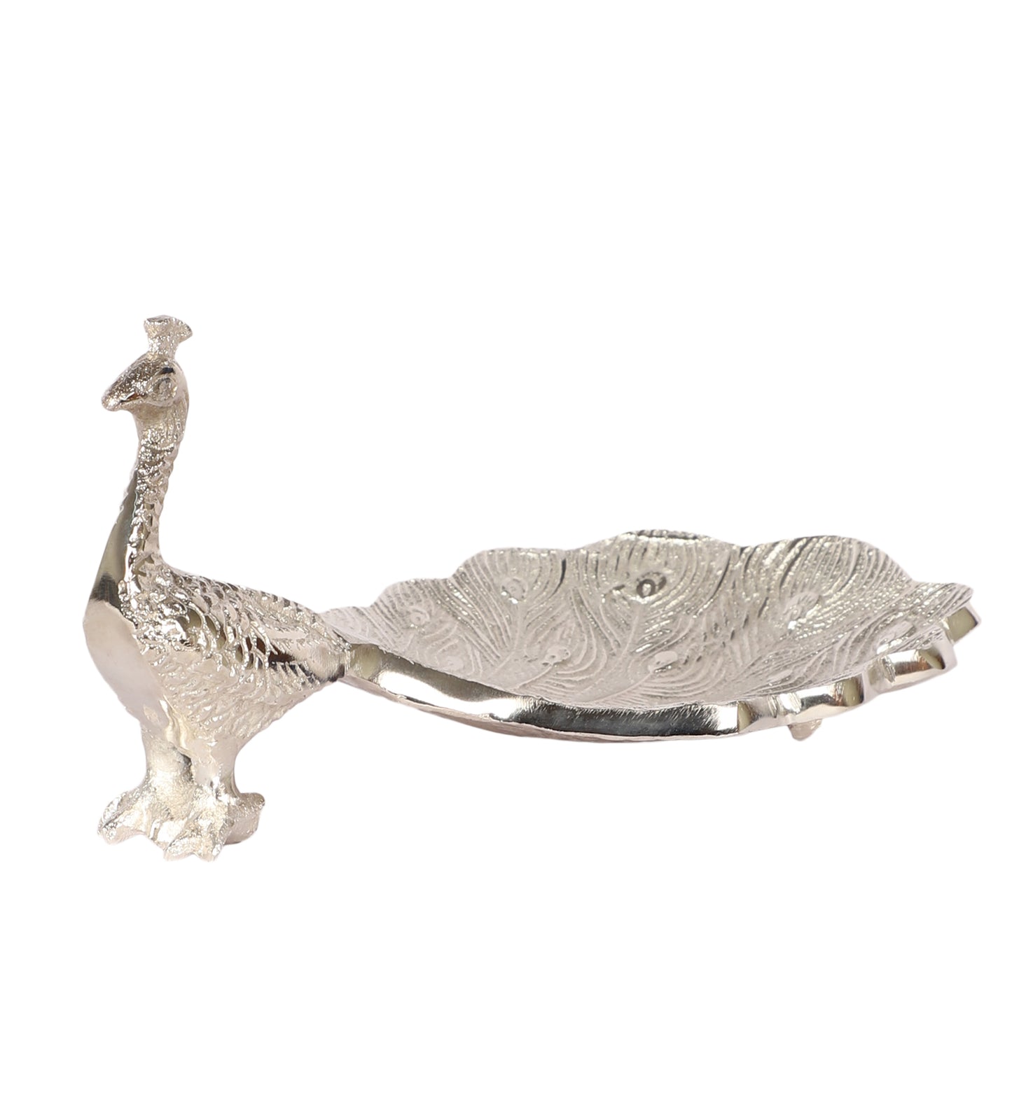 Peacock Aluminium Silver Small Gifting Platter