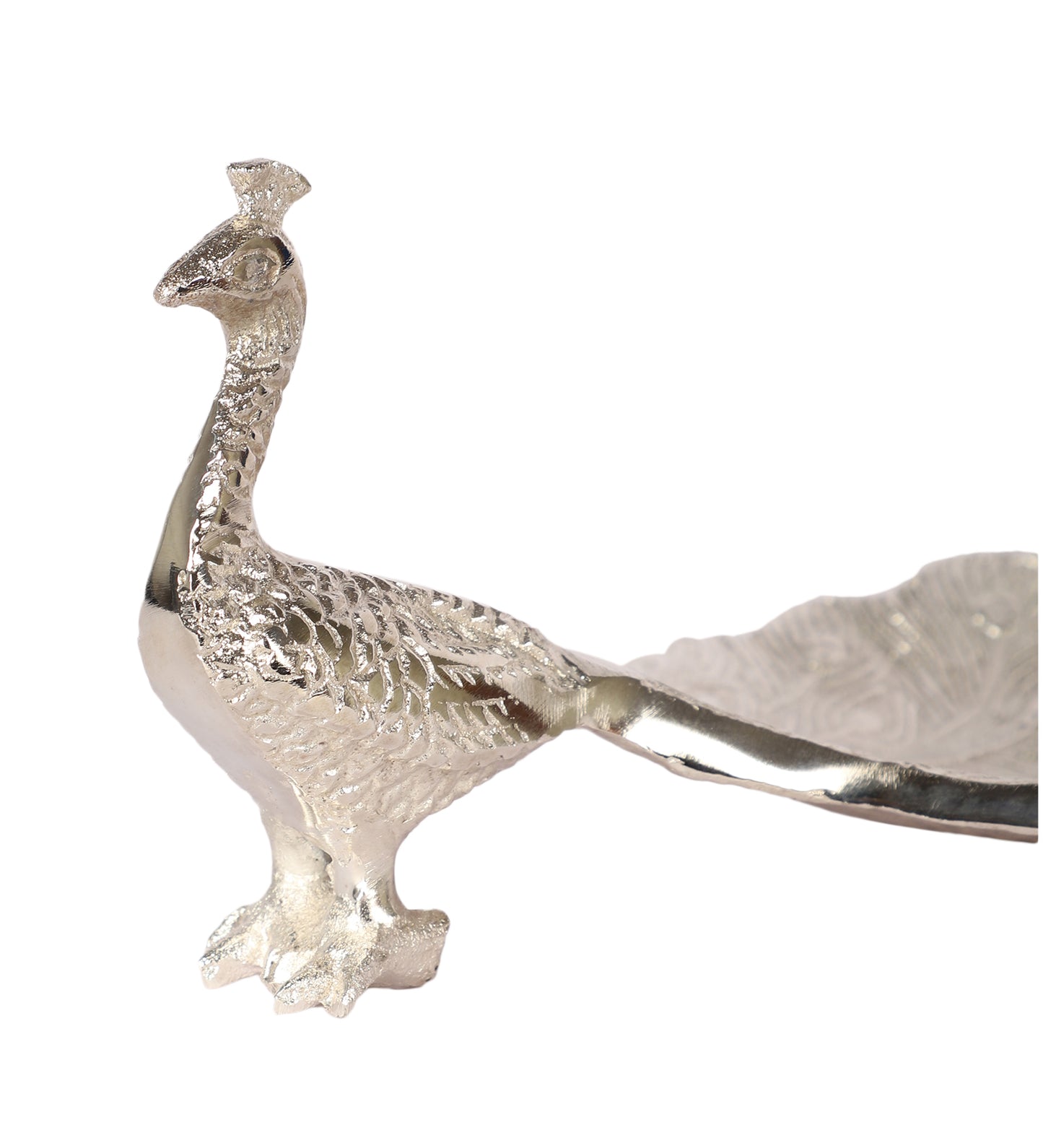 Peacock Aluminium Silver Small Gifting Platter