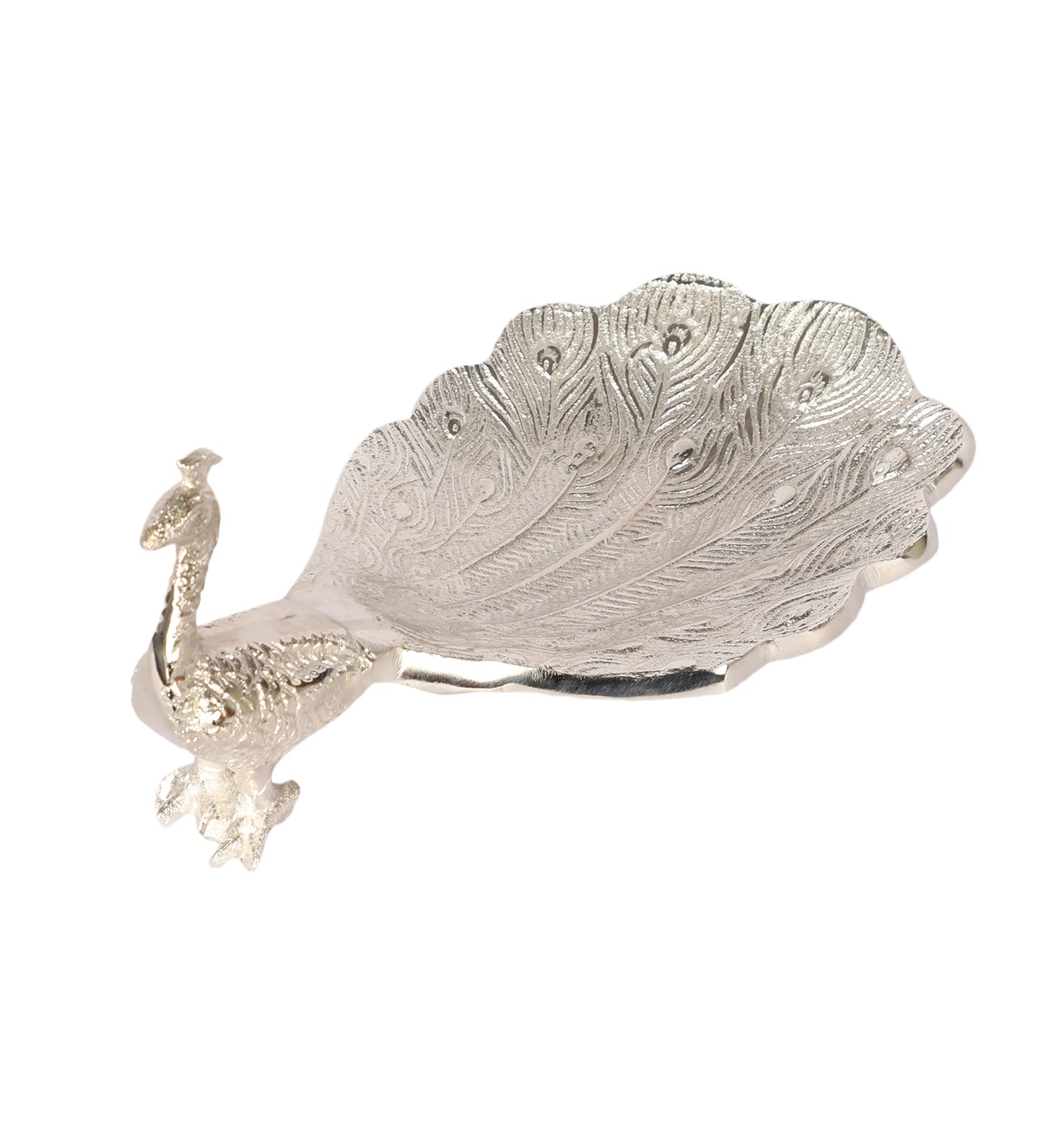 Peacock Aluminium Silver Small Gifting Platter
