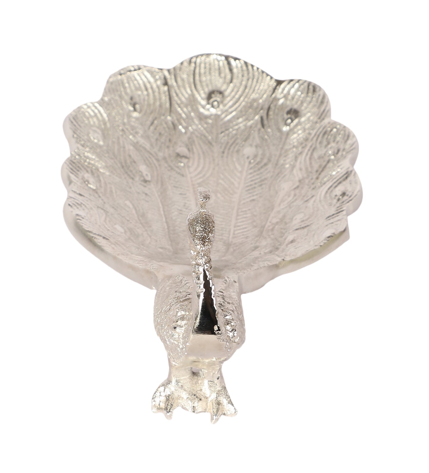 Peacock Aluminium Silver Small Gifting Platter