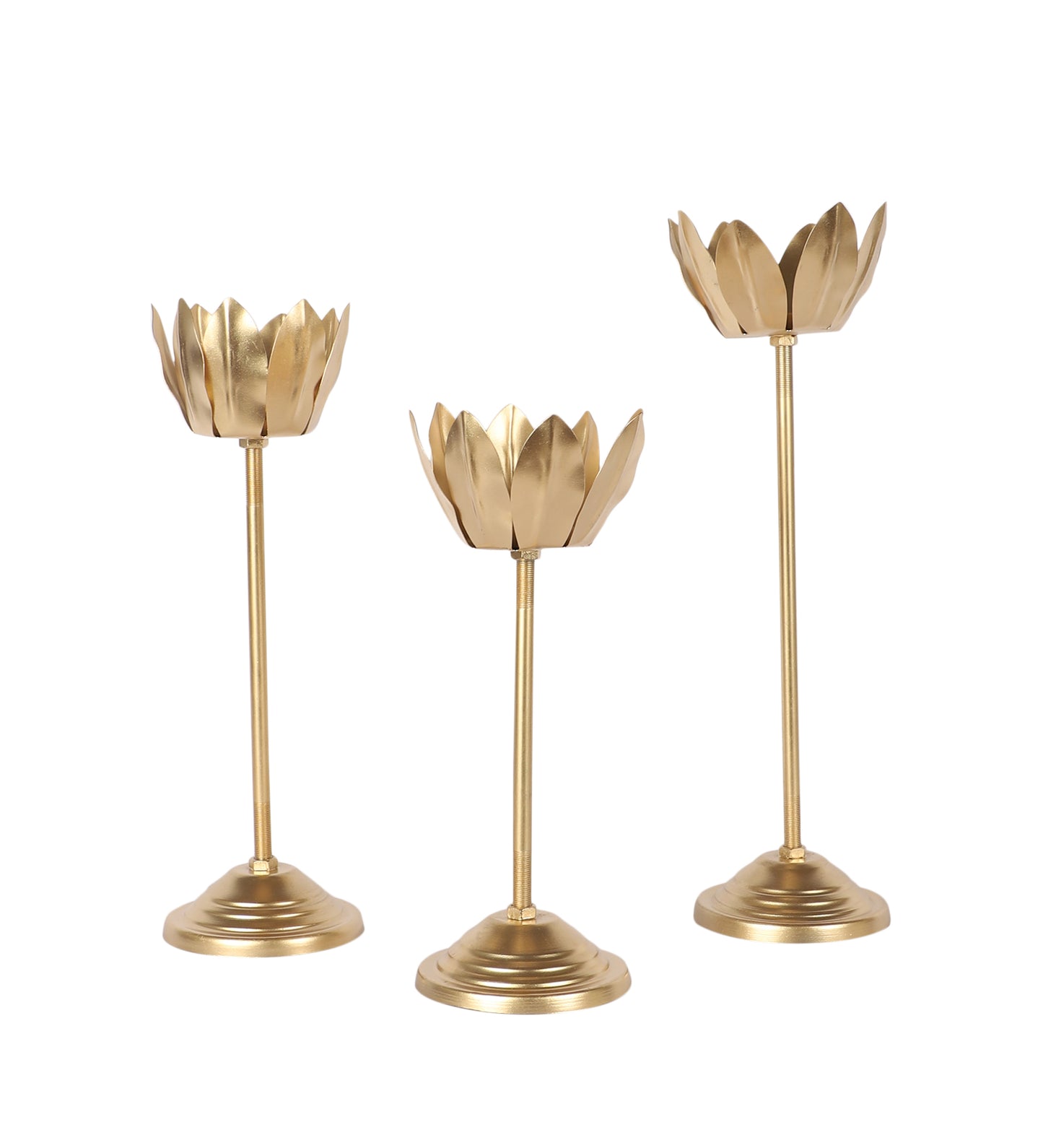Gold Lotus Candle Holder Set of 3