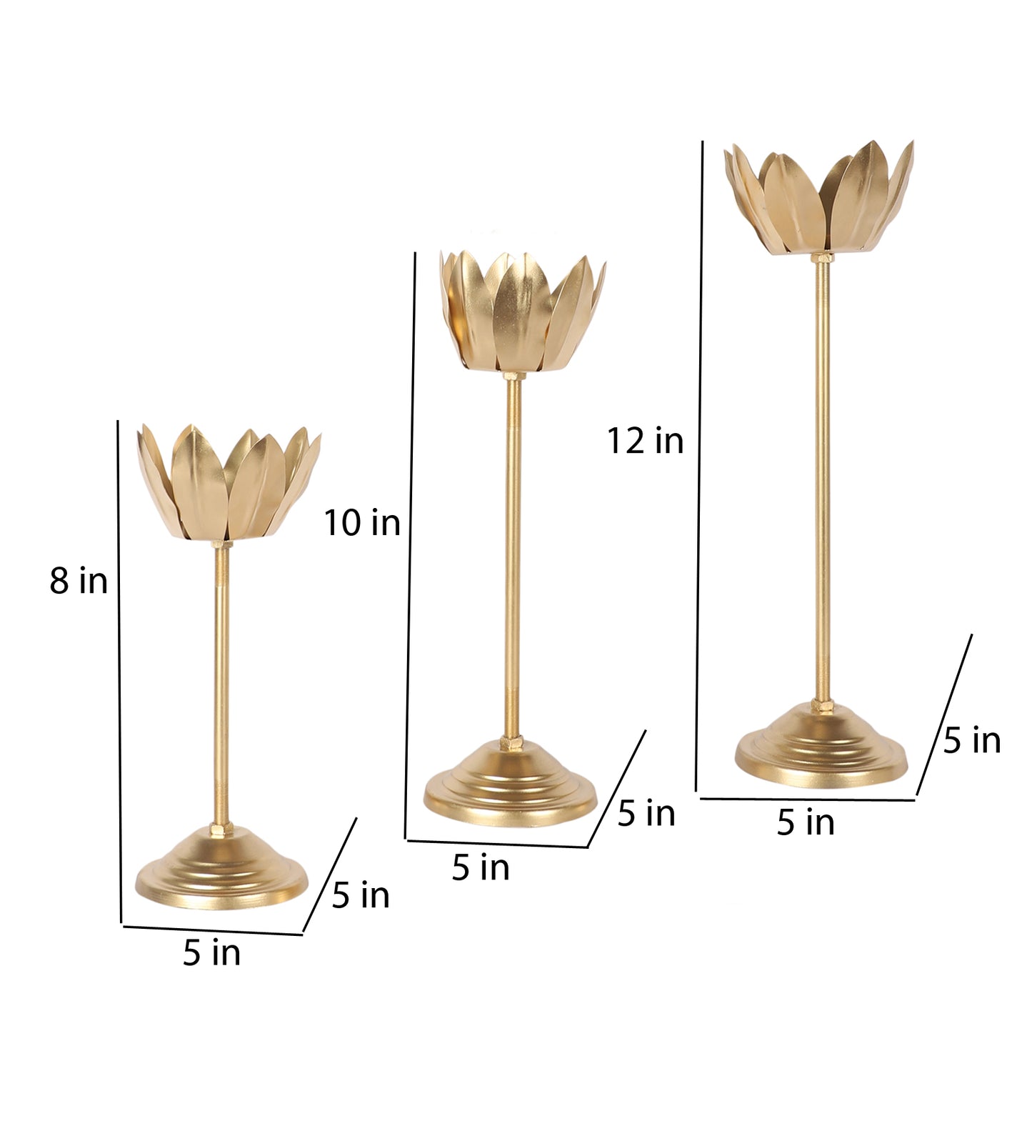Gold Lotus Candle Holder Set of 3