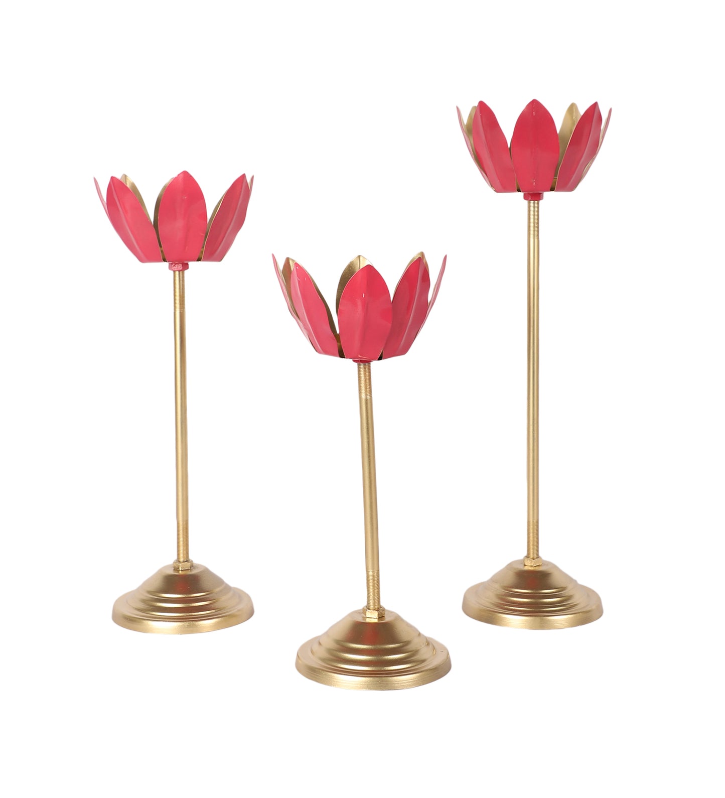 Pink Lotus Candle Holder Set of 3