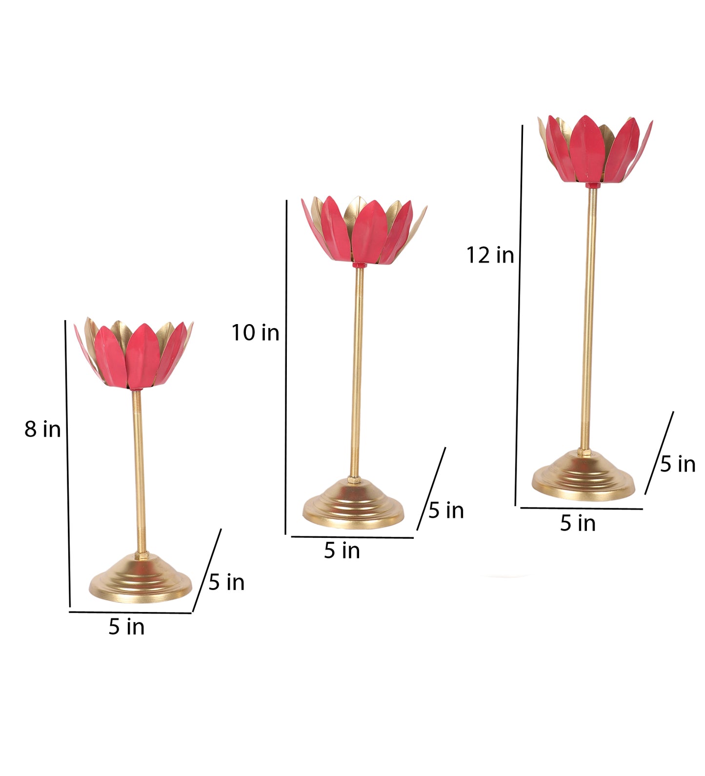 Pink Lotus Candle Holder Set of 3