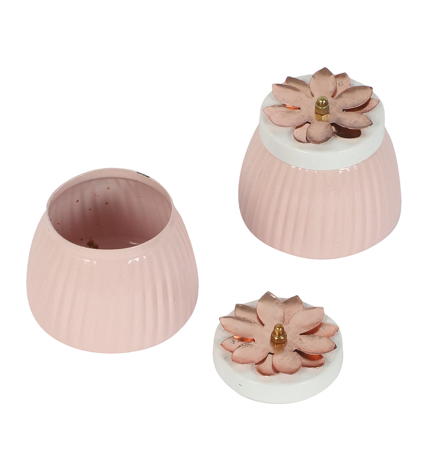 Metal Light Pink Jar Set of 2