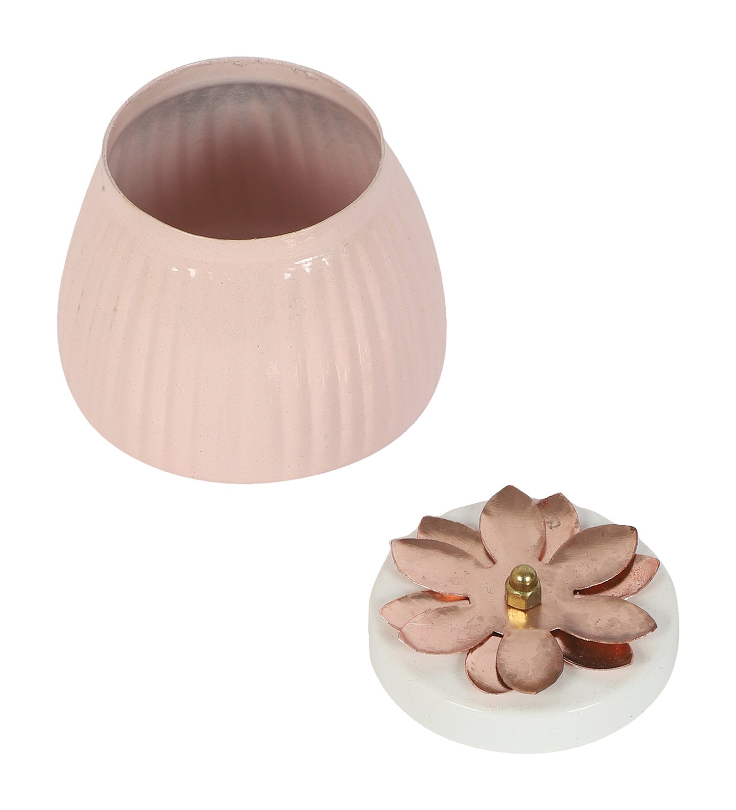 Metal Light Pink Jar Set of 2
