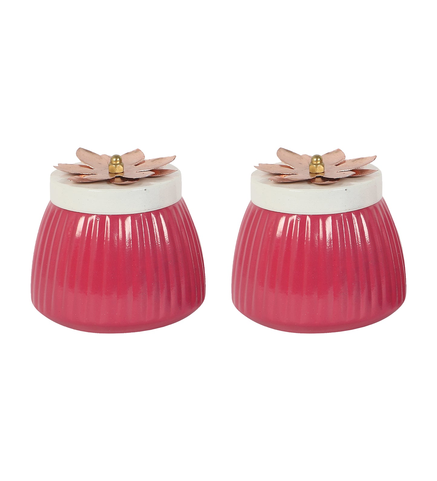 Metal  Pink Jar Set of 2