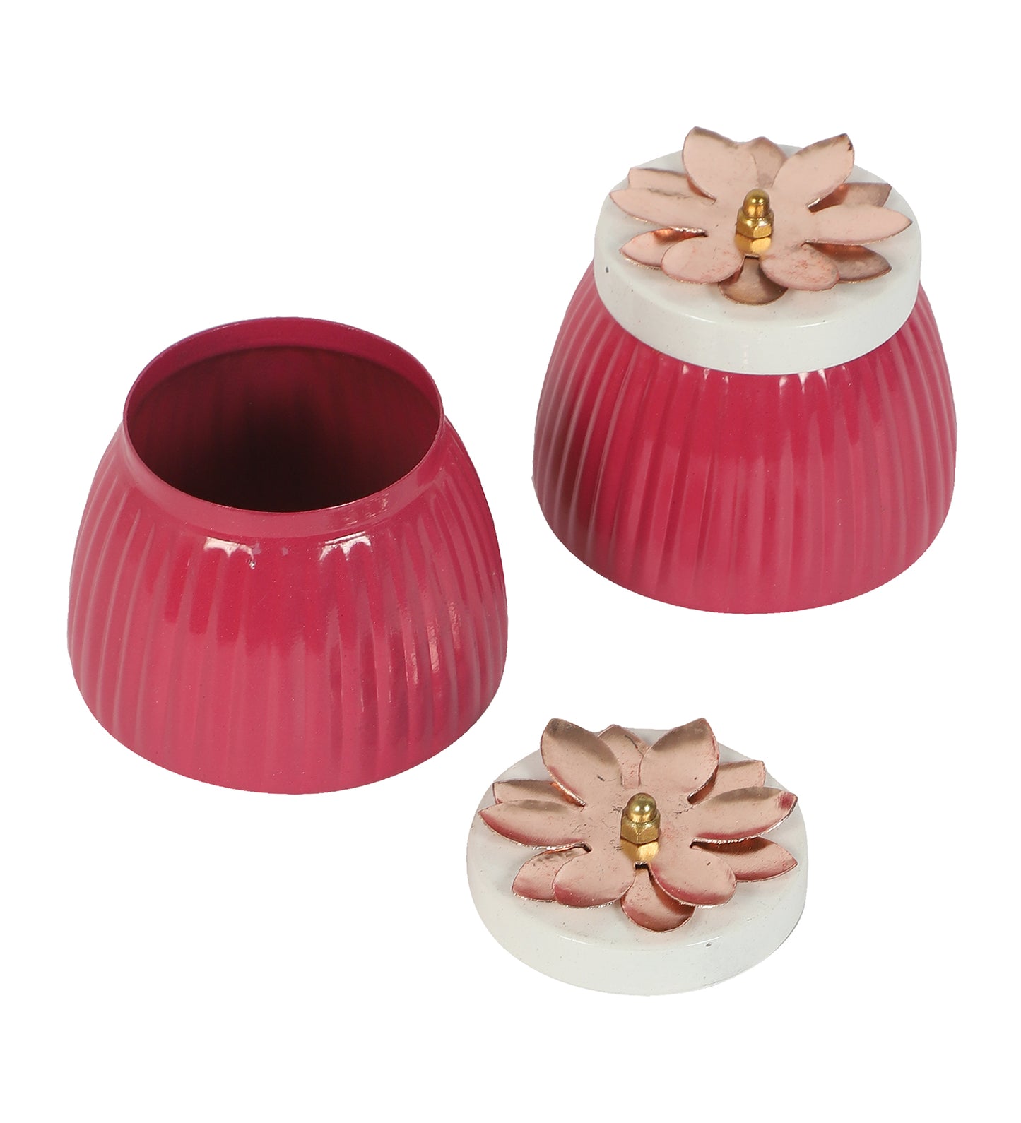 Metal  Pink Jar Set of 2