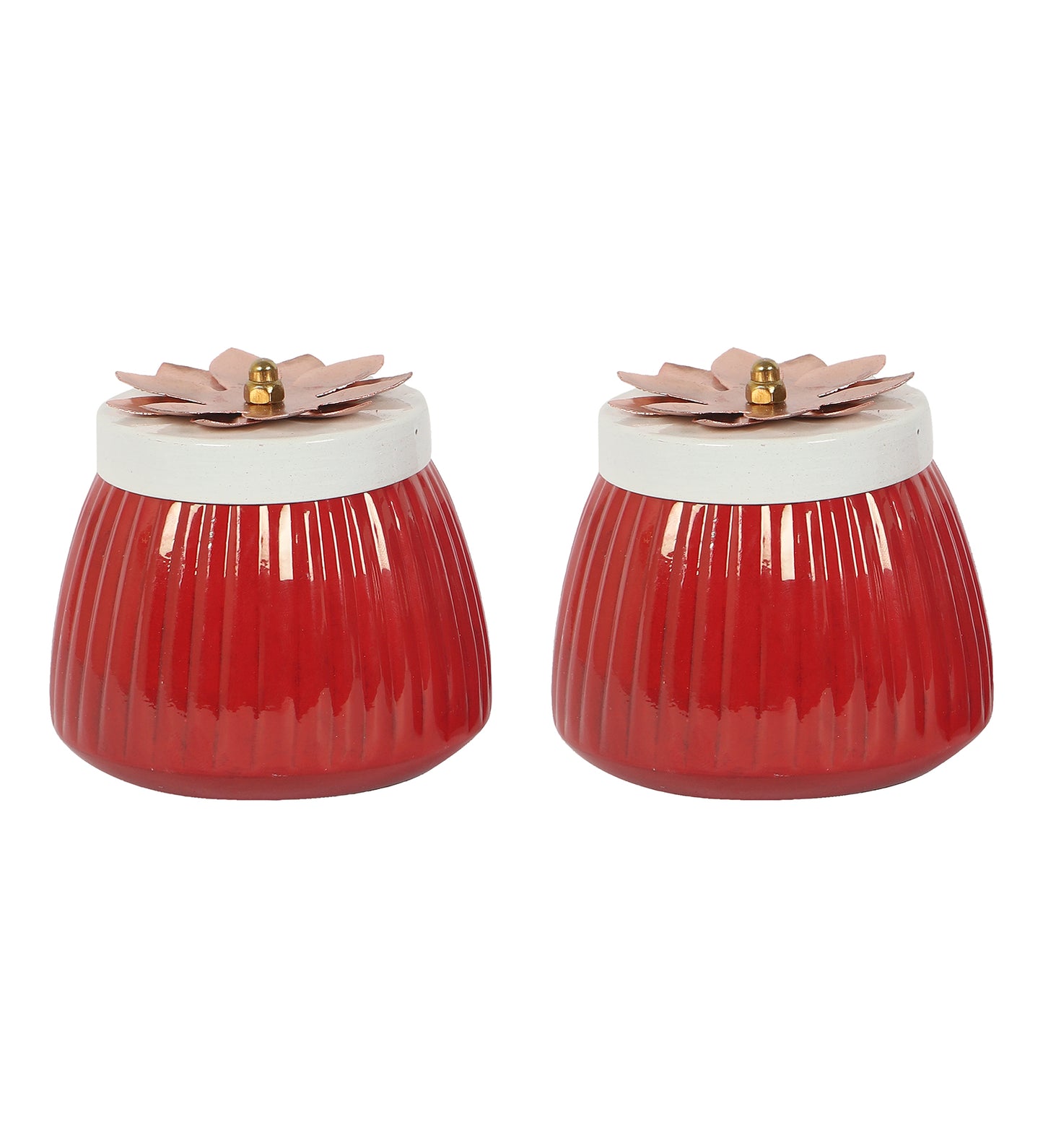 Metal Red Jar Set of 2