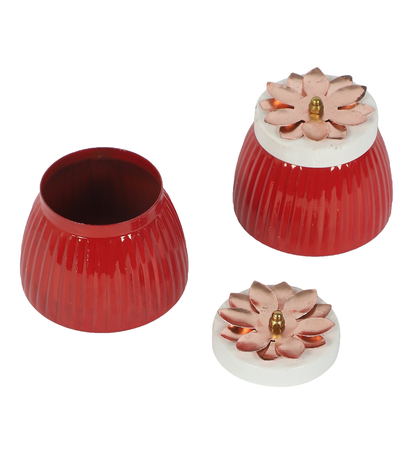 Metal Red Jar Set of 2