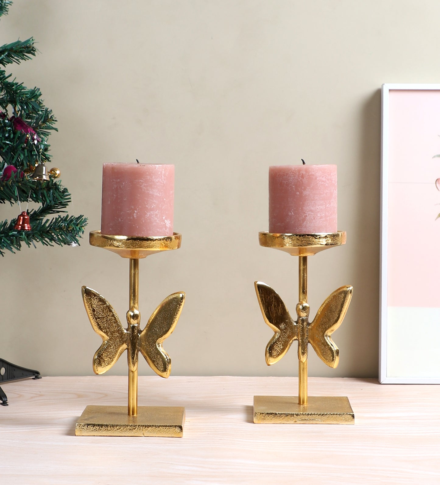 Aluminium Butterfly Candle Stand Set of 2
