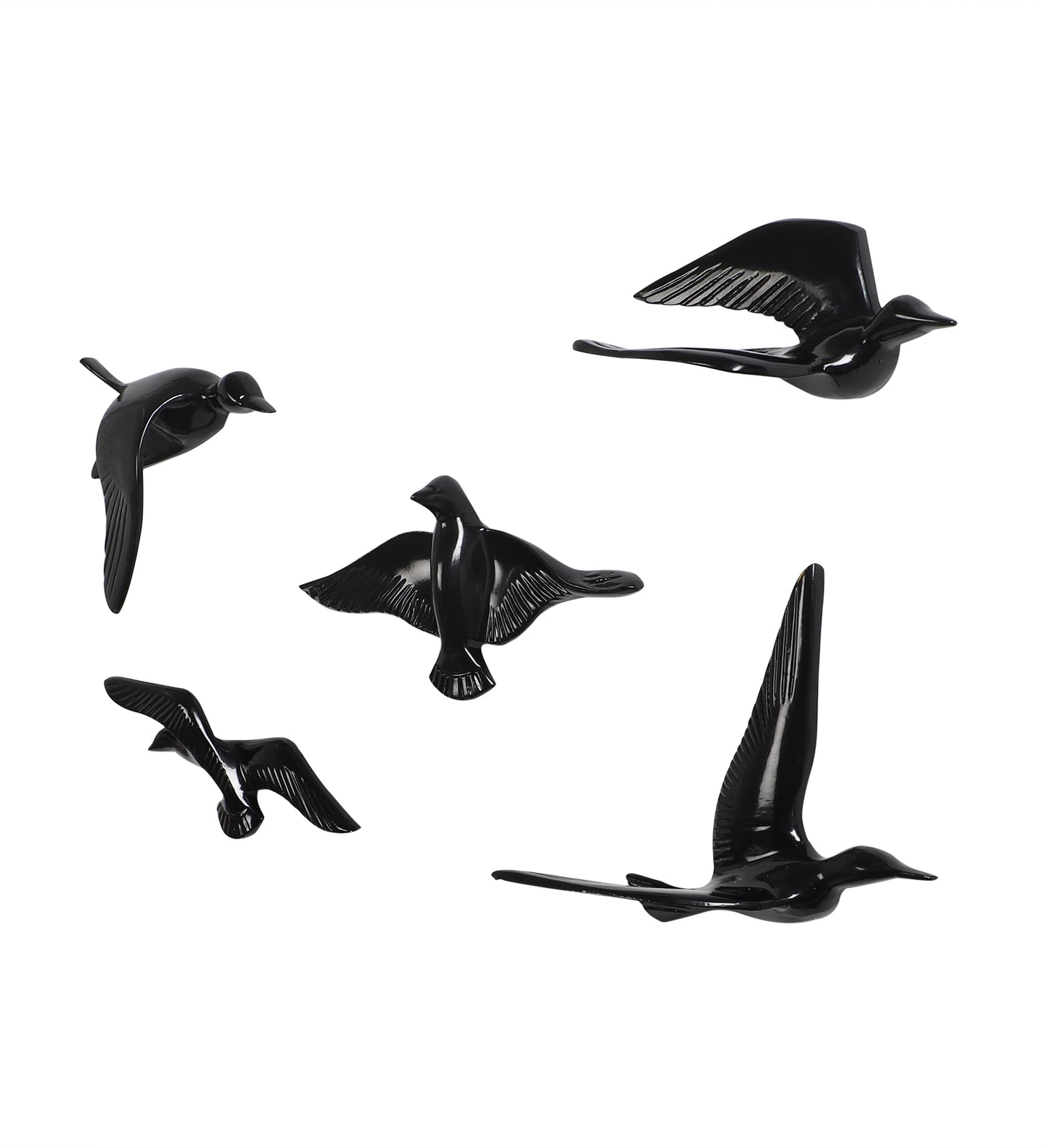 Black Aluminium Bird Set of 5