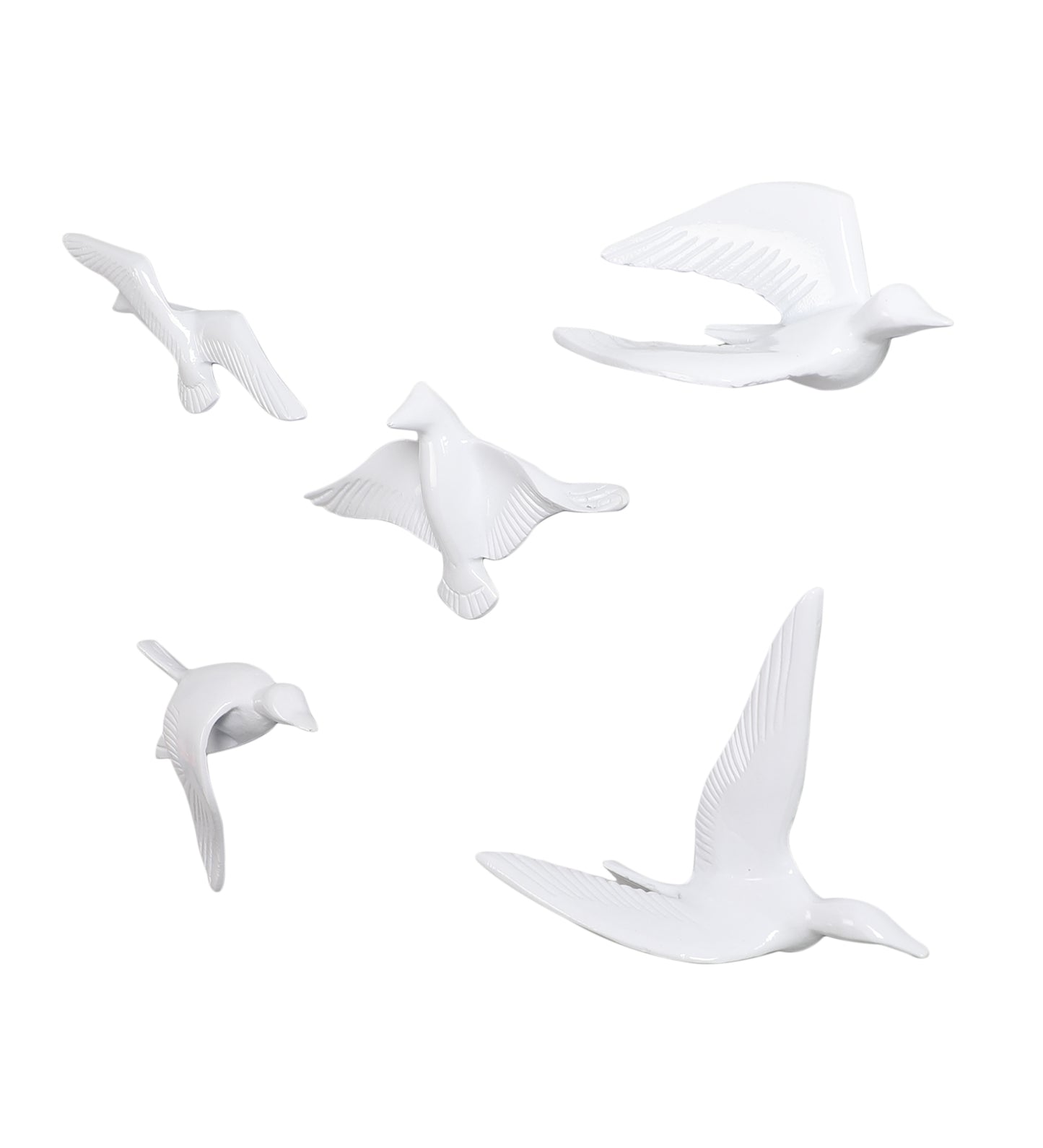 White  Aluminium Bird Set of 5