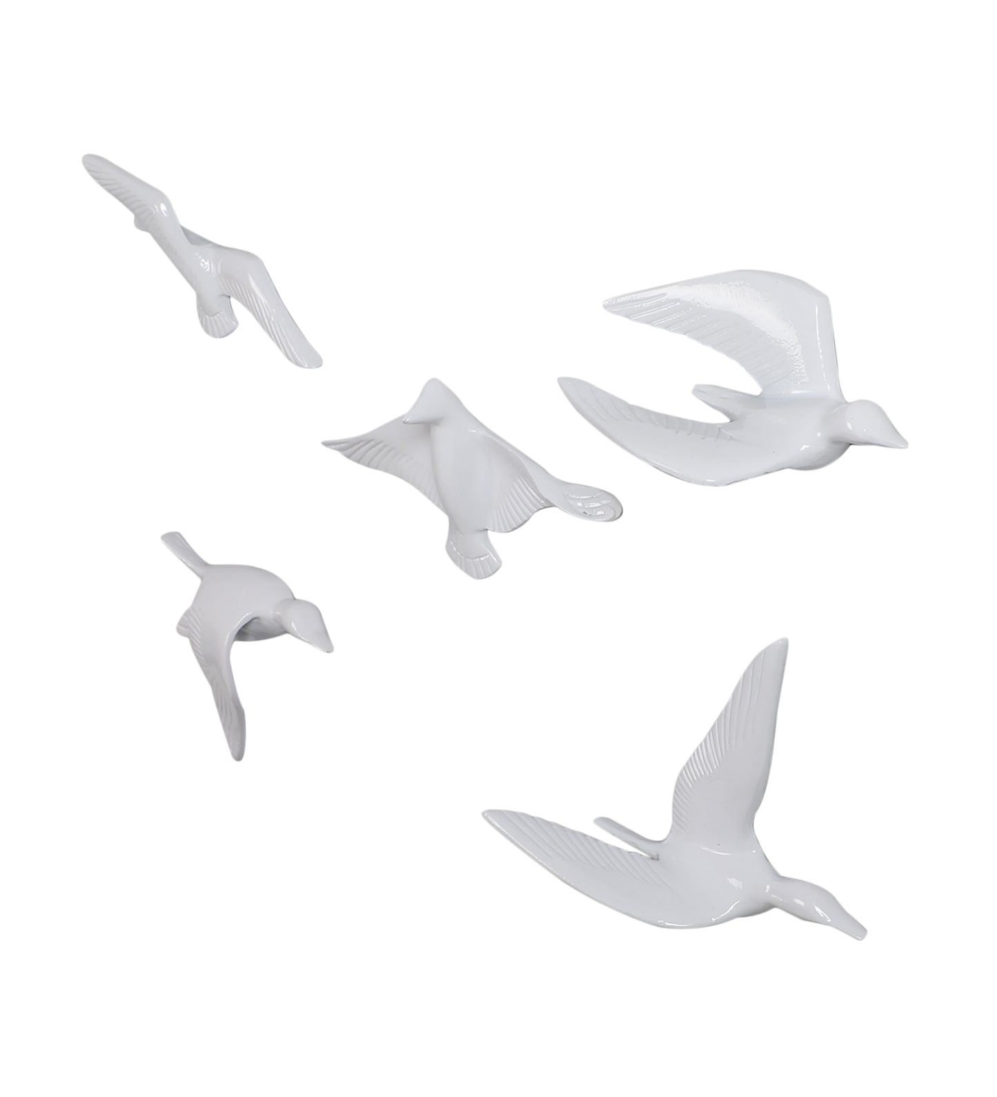 White  Aluminium Bird Set of 5