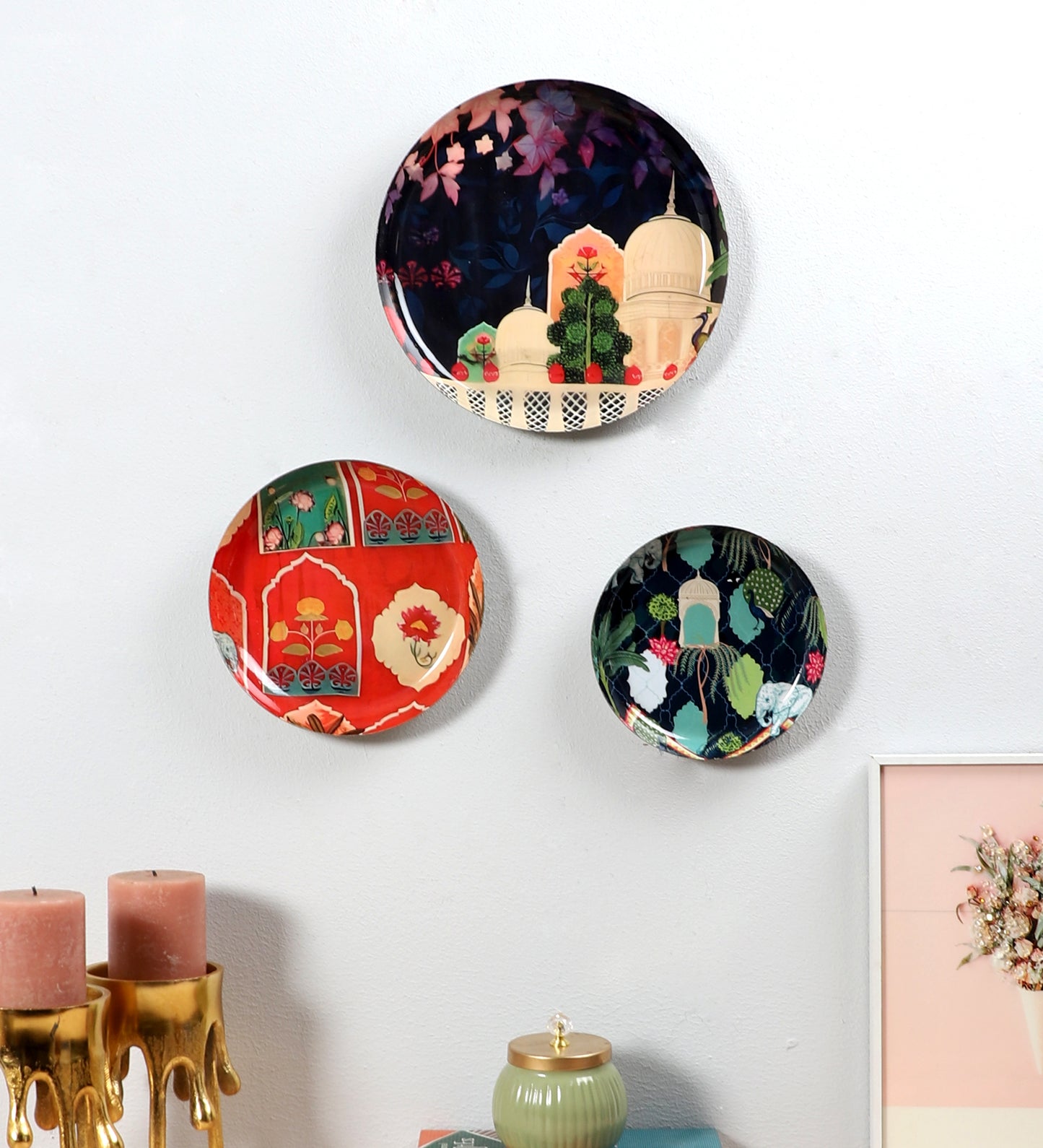 PInk & Blue Monument Meena Wall Art Set of 3