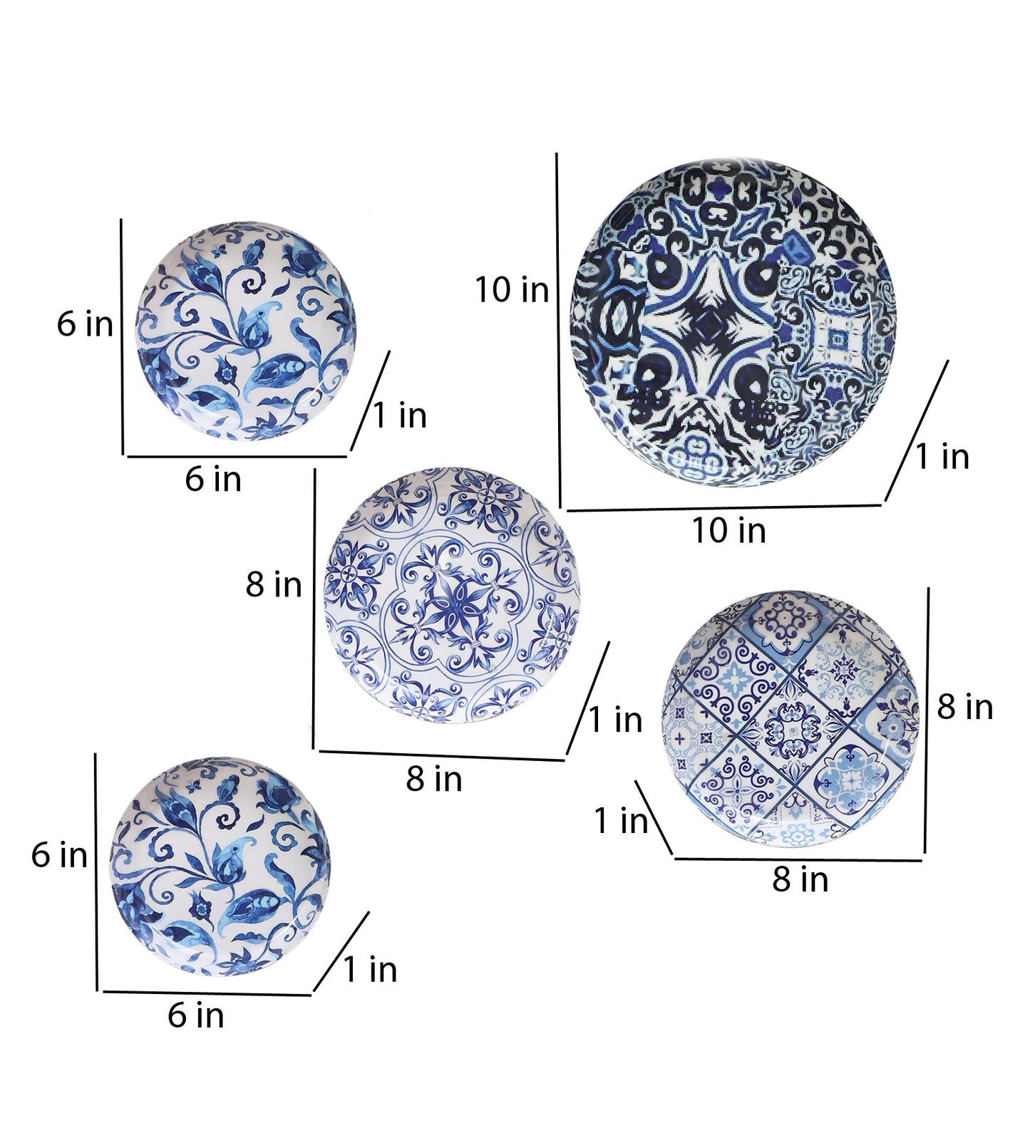 Blue & White Abstract Meena Wall Art Set of 5