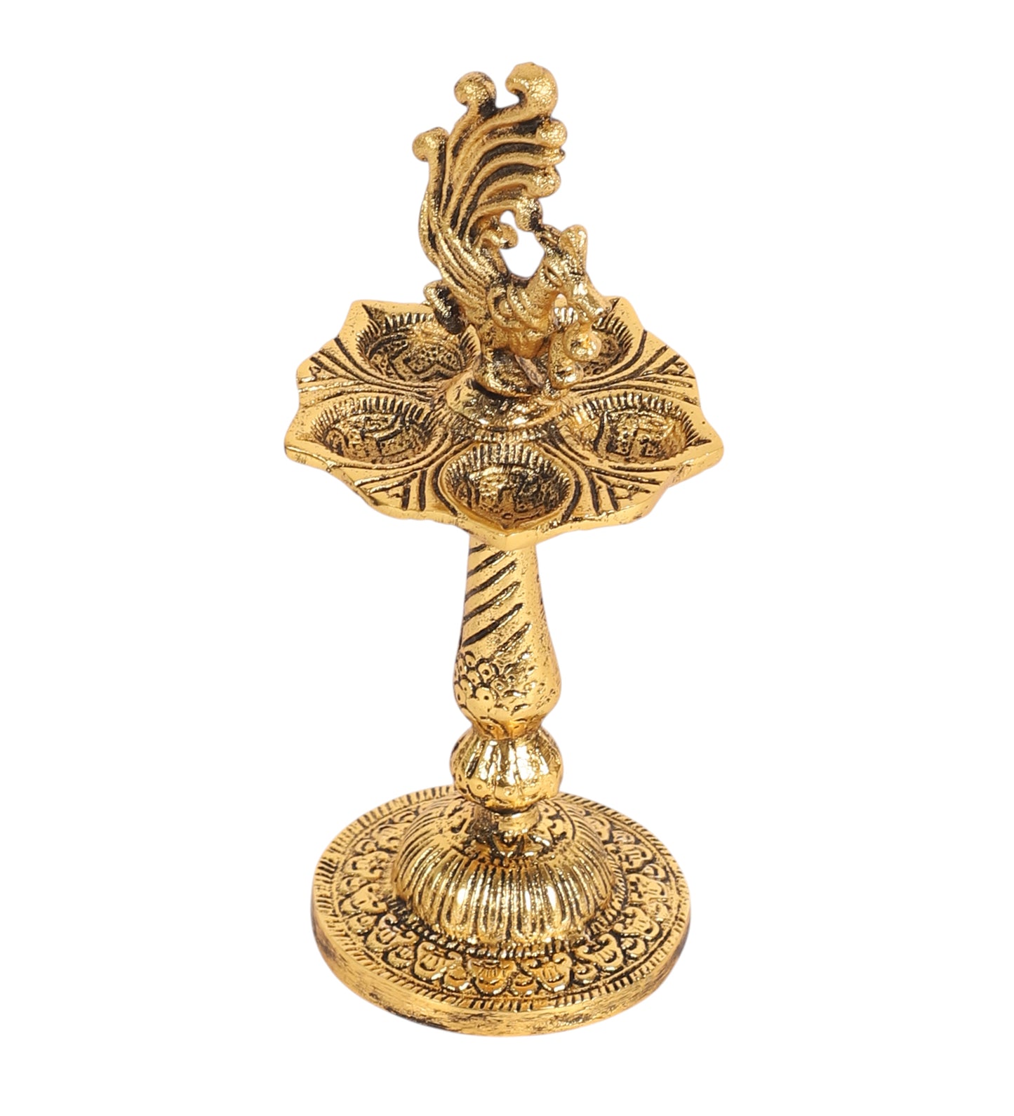 Gold Peacock Akhand Jyot Dia