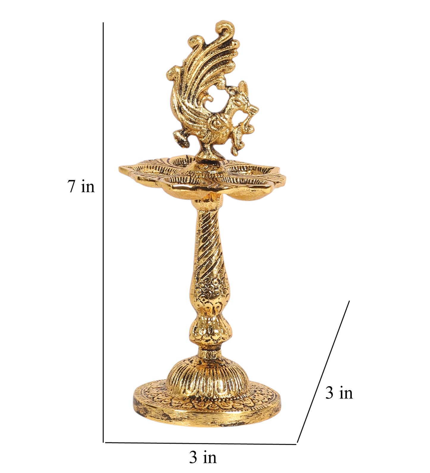 Gold Peacock Akhand Jyot Dia