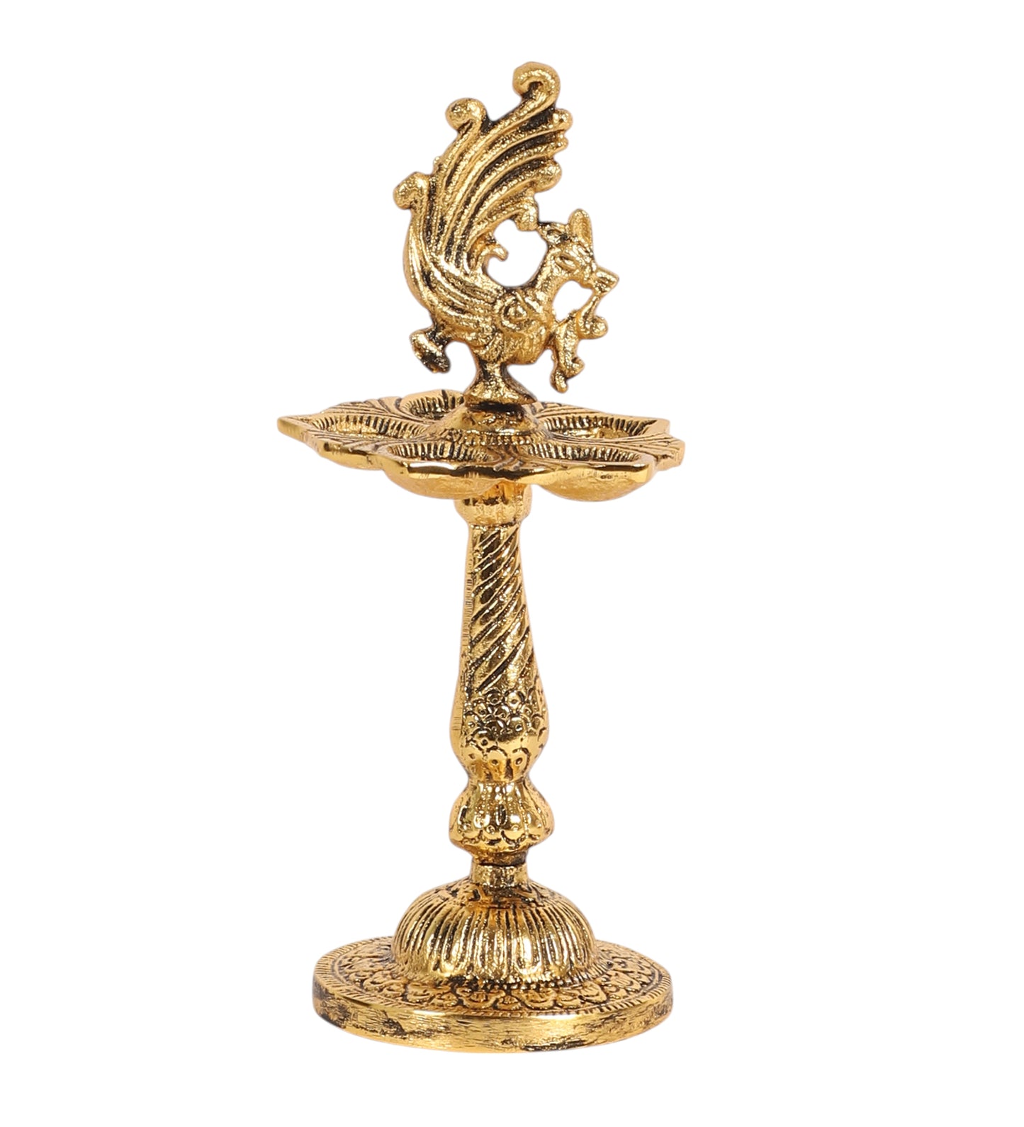 Gold Peacock Akhand Jyot Dia