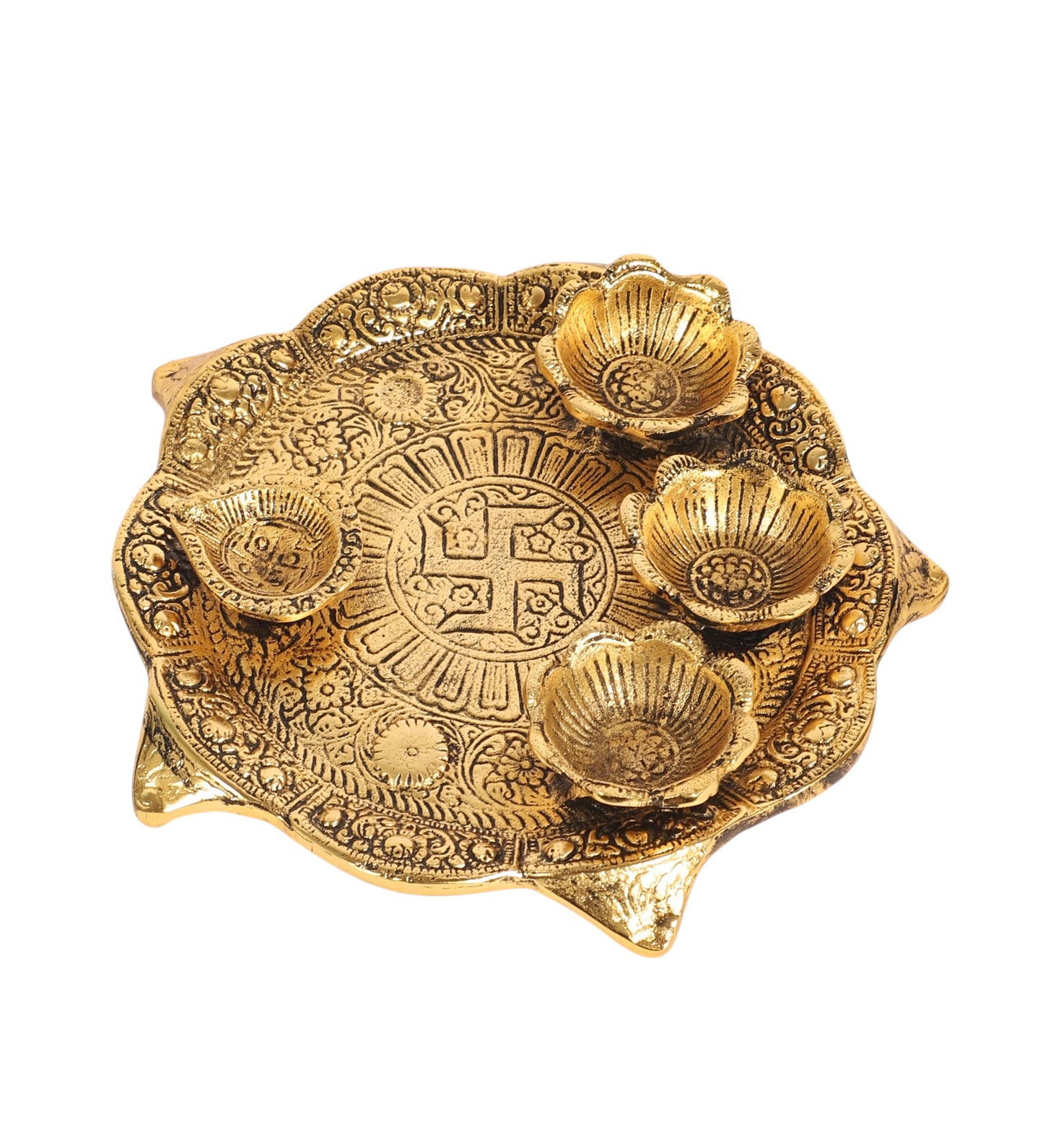 Gold & Black ALuminum Pooja Thali