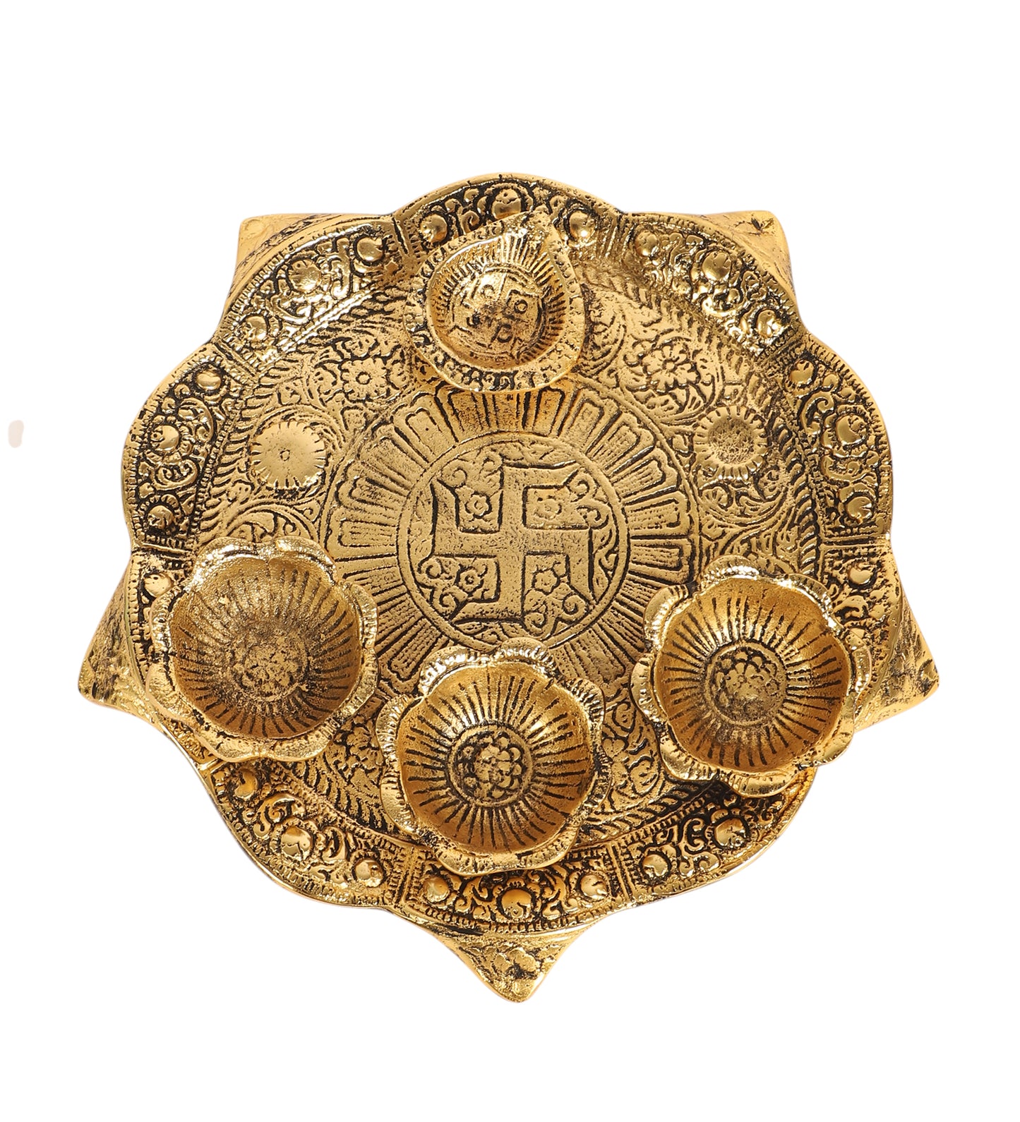 Gold & Black ALuminum Pooja Thali
