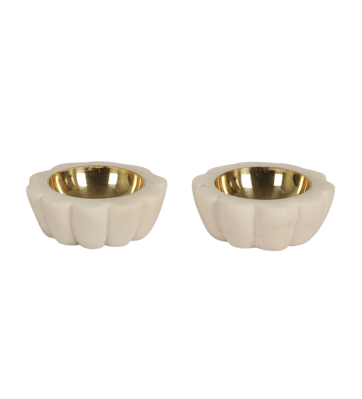 Flower Marble & Brass Dia Set of 2