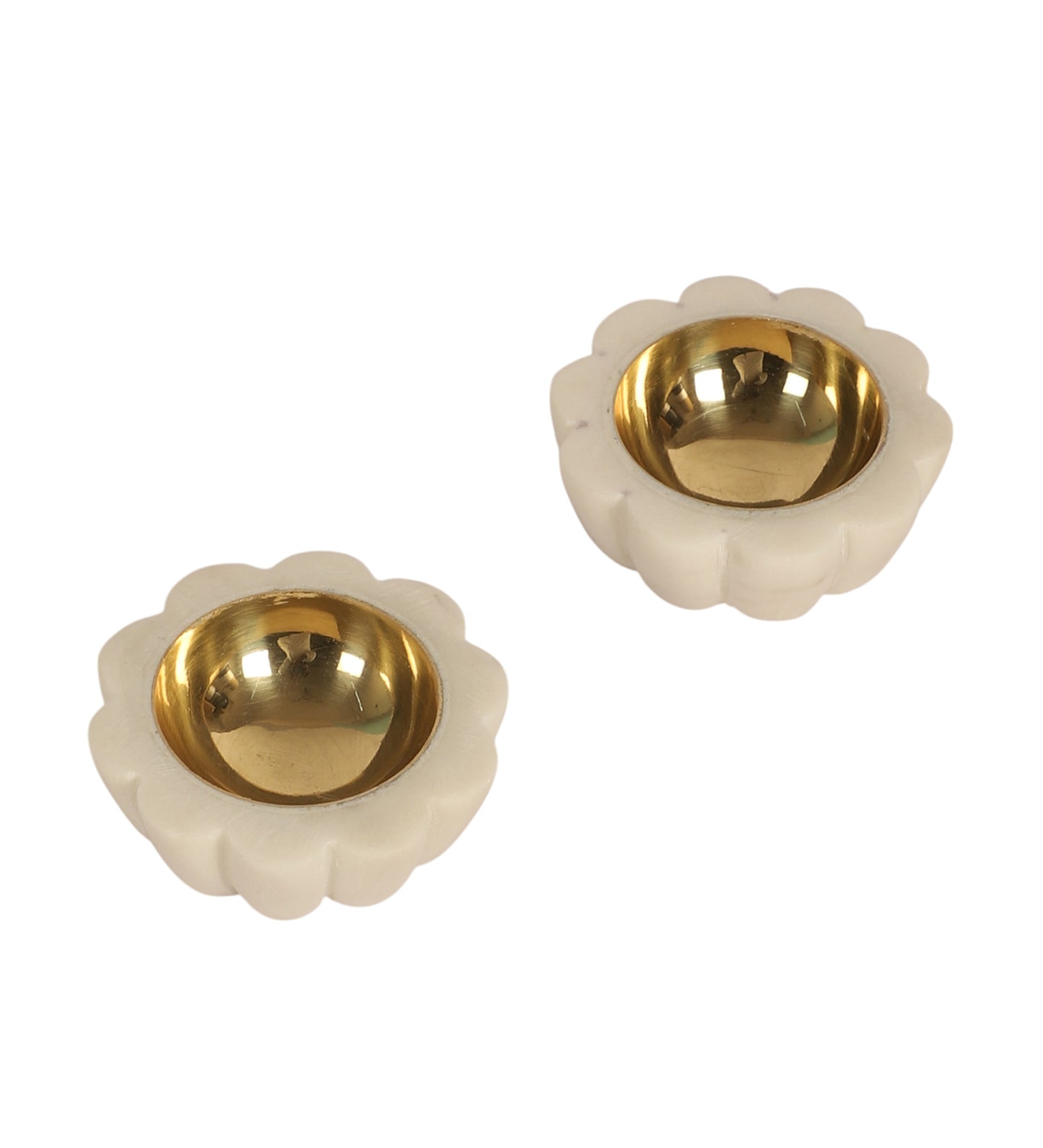 Flower Marble & Brass Dia Set of 2