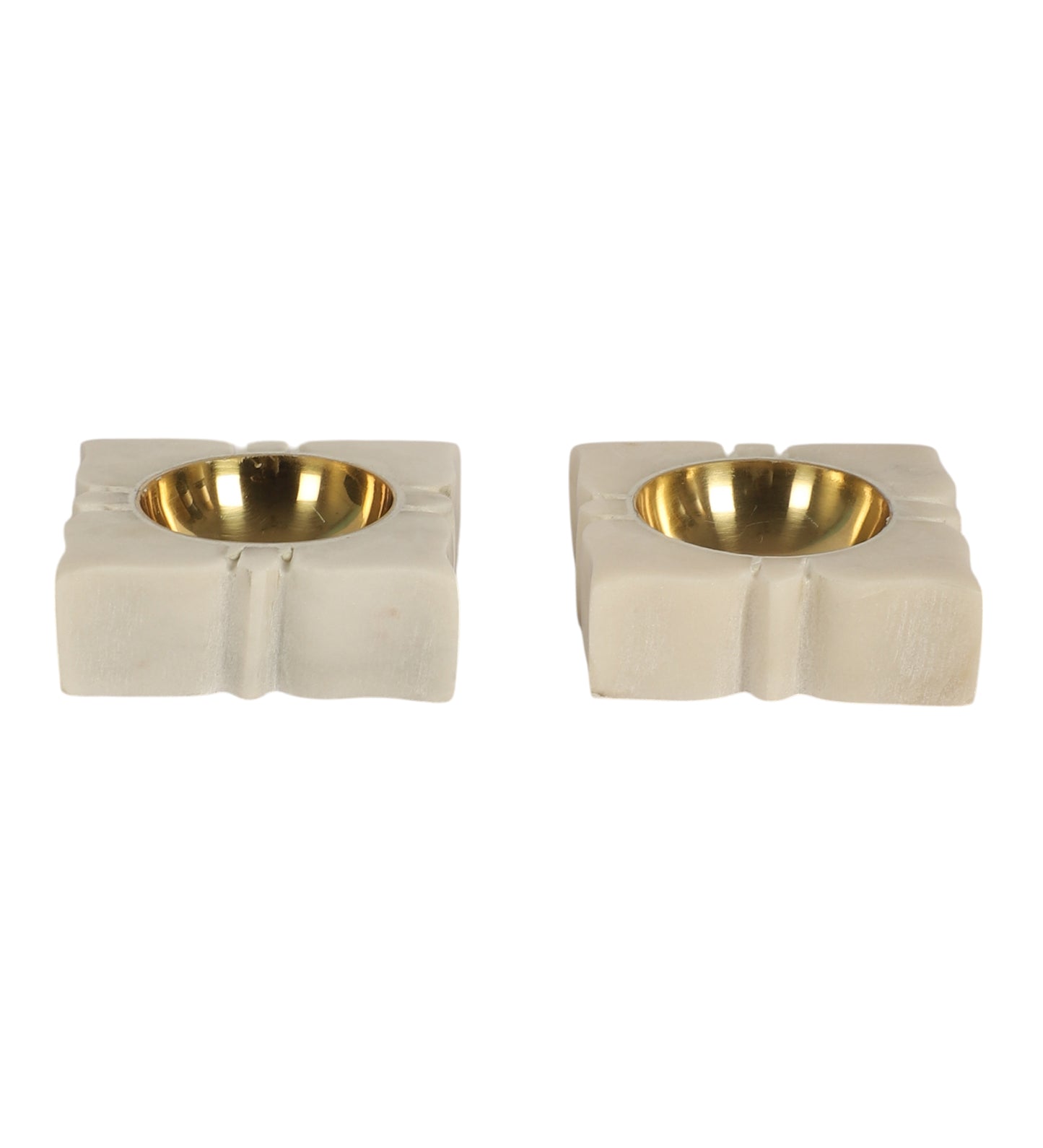 Square Marble & Brass Dia Set of 2