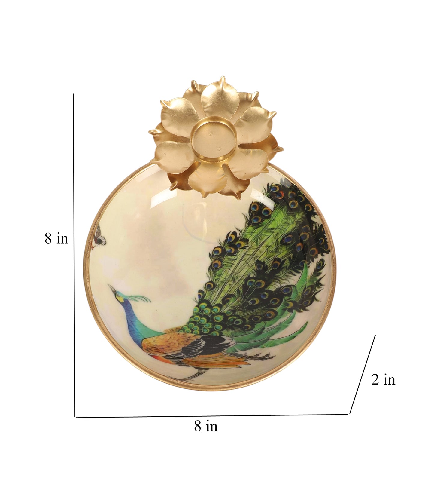 Green Peacock Meena Urli Bowl With Flowers
