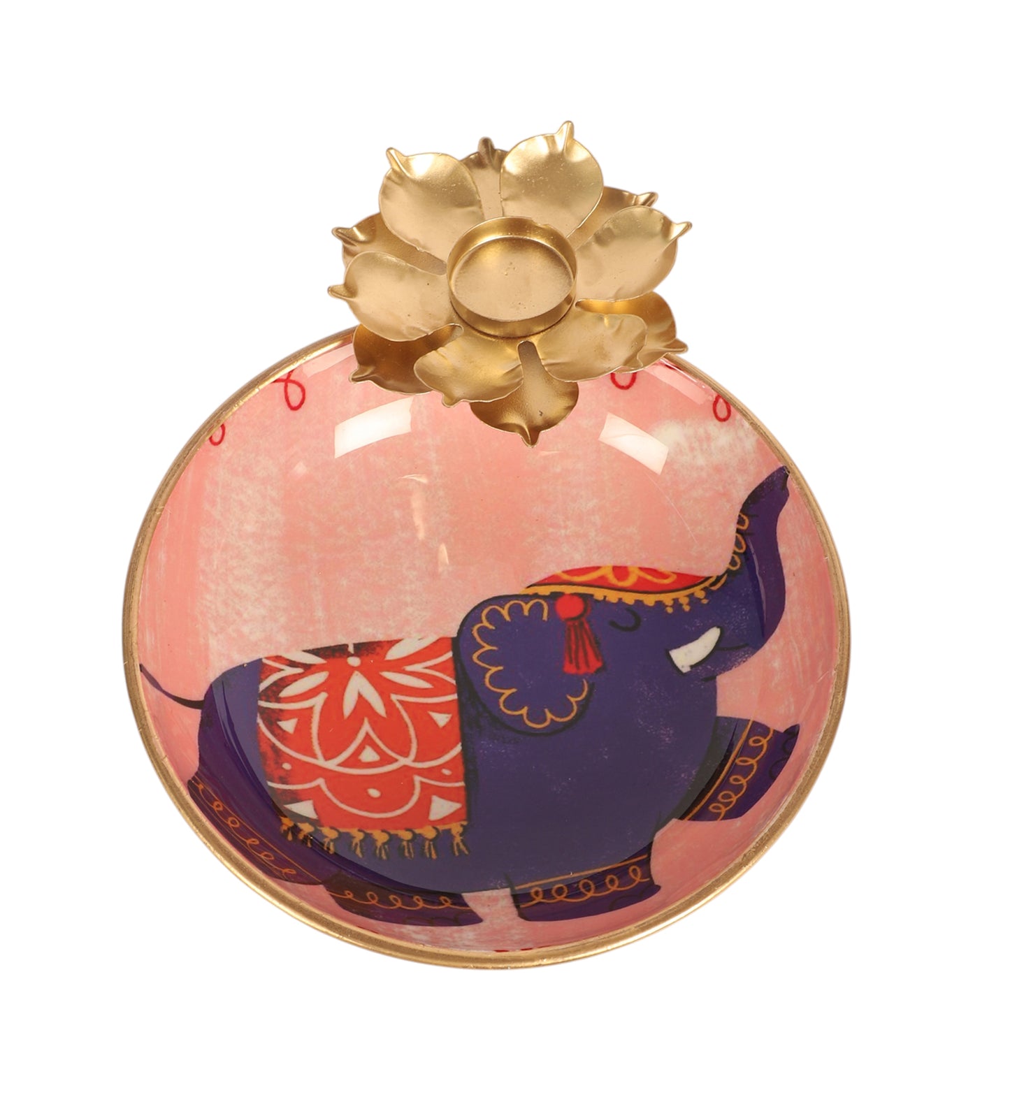 Elephant Meena Urli Bowl With Flowers