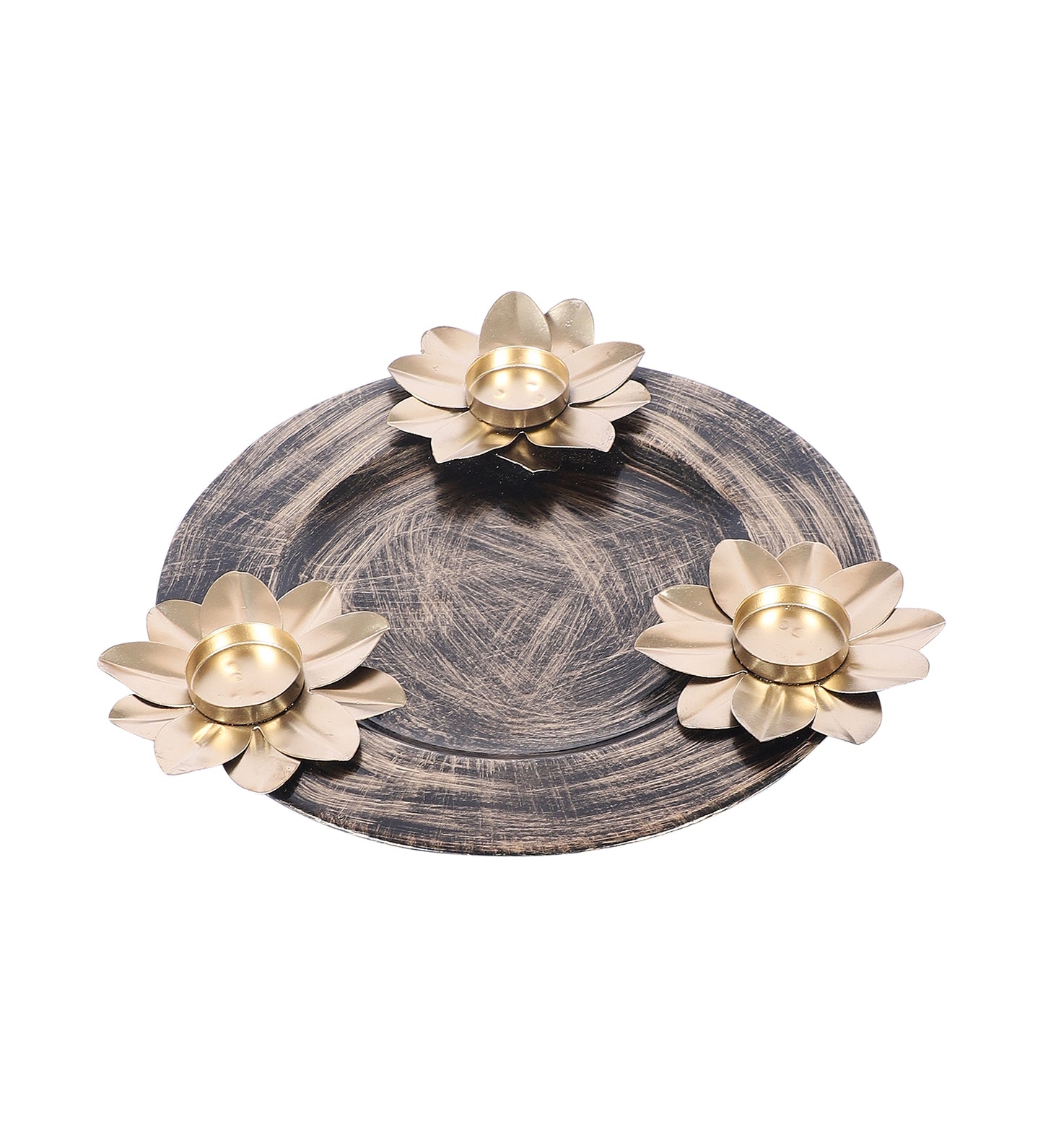 Black & Gold Platter With Tealight Holder
