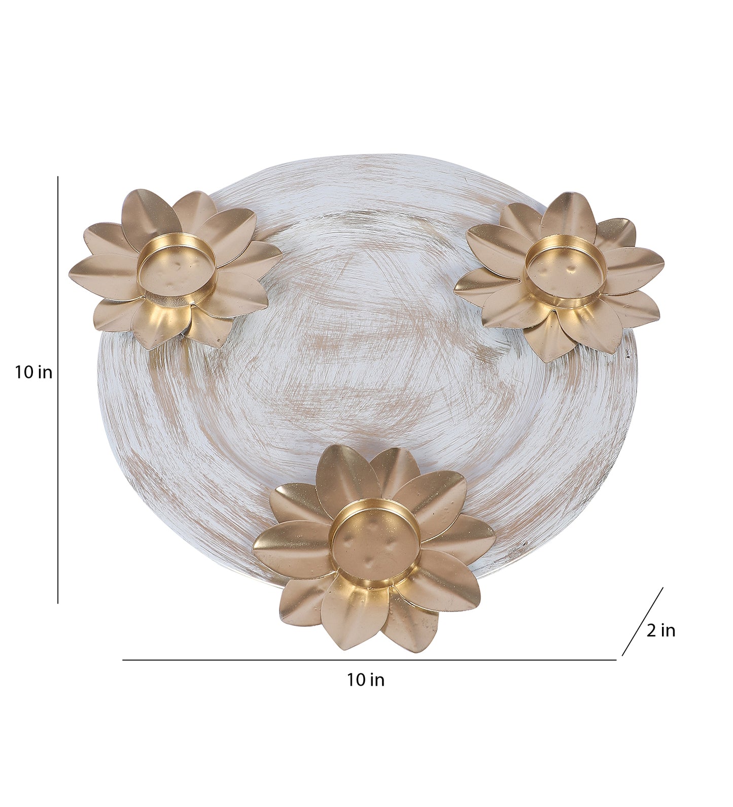 White & Gold Platter With Tealight Holder