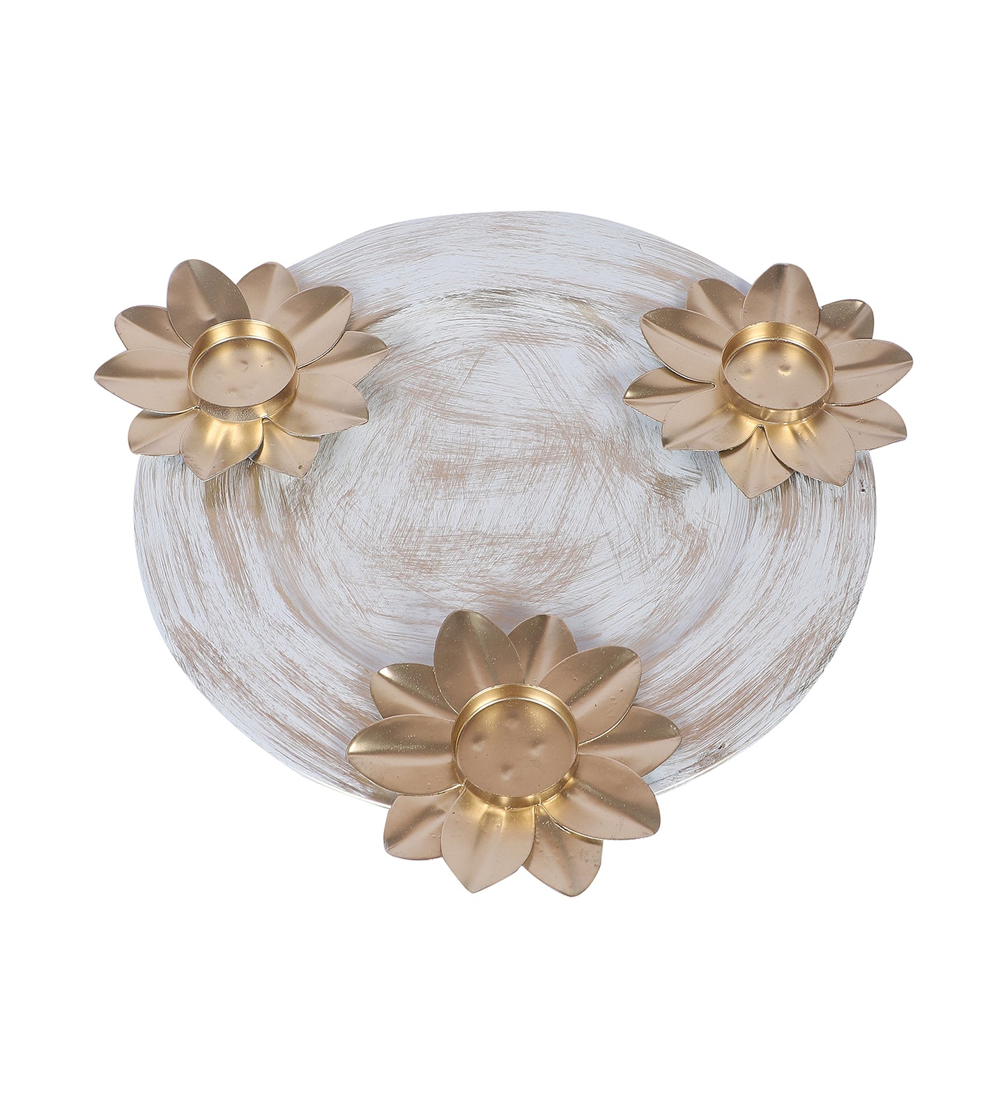 White & Gold Platter With Tealight Holder
