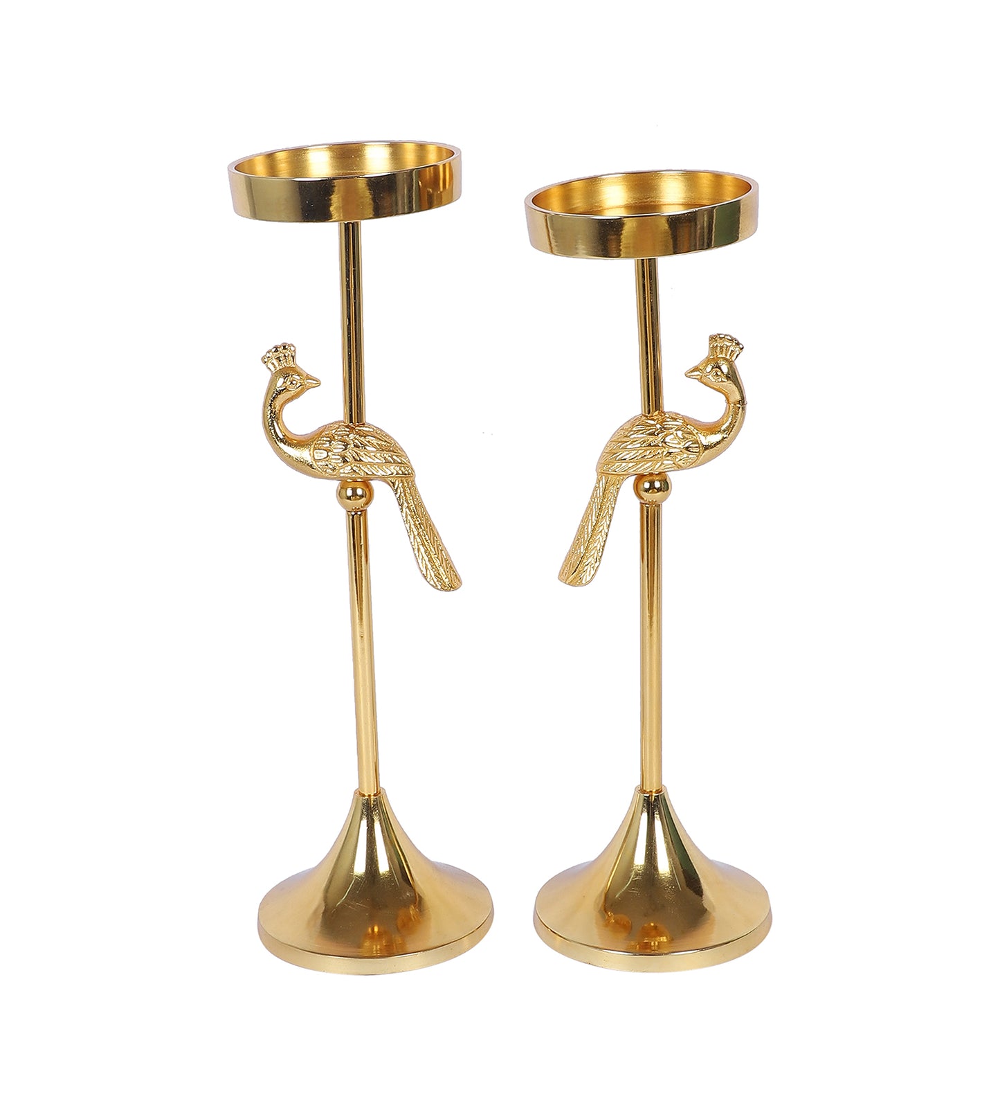 Peacock Aluminium Candle Stand Set of 2