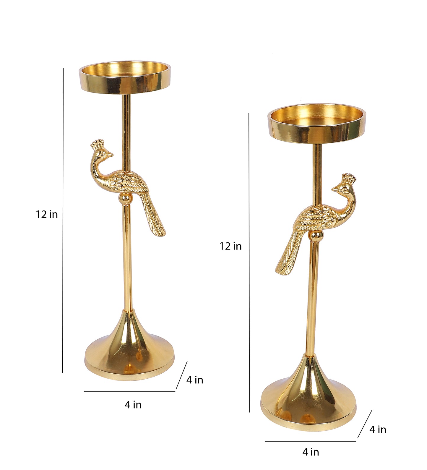 Peacock Aluminium Candle Stand Set of 2