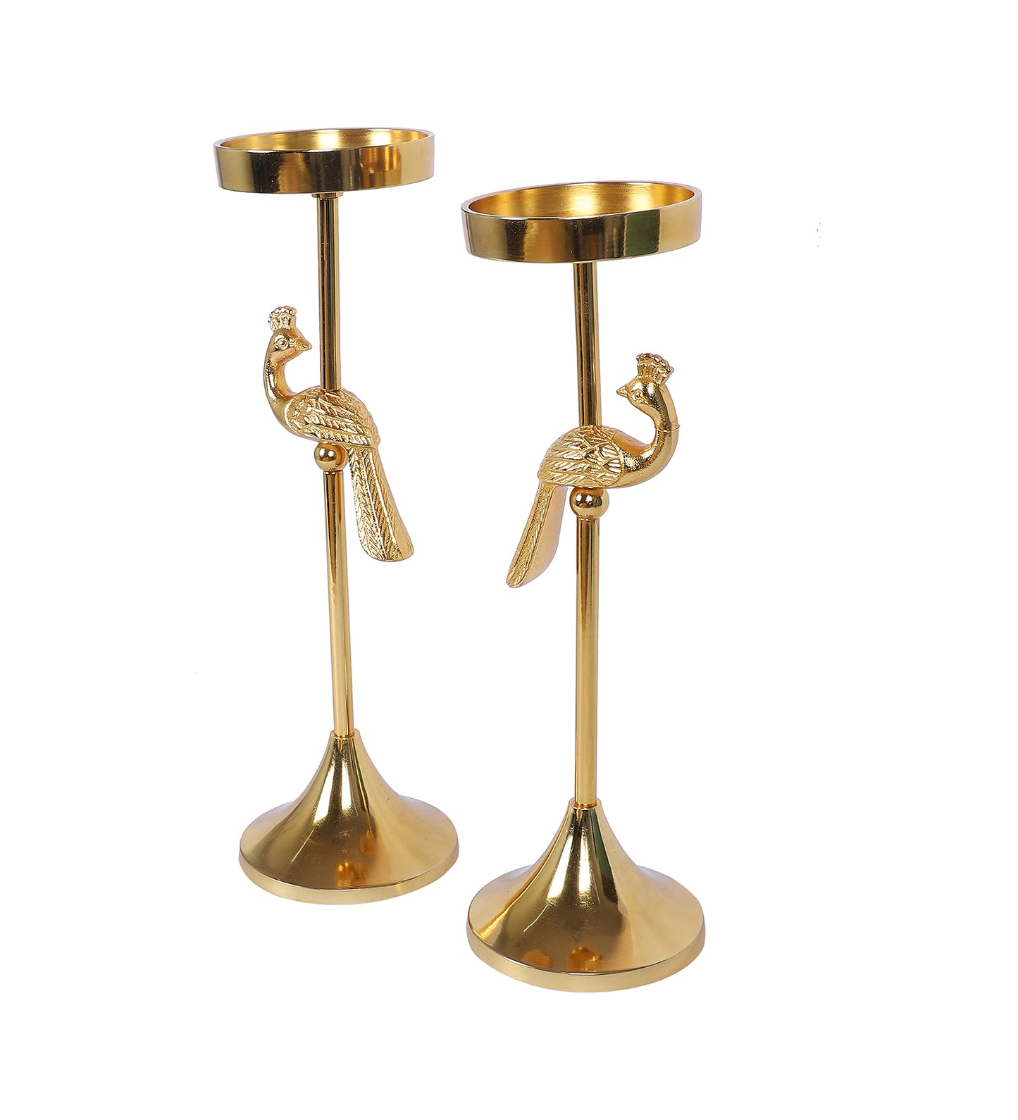 Peacock Aluminium Candle Stand Set of 2