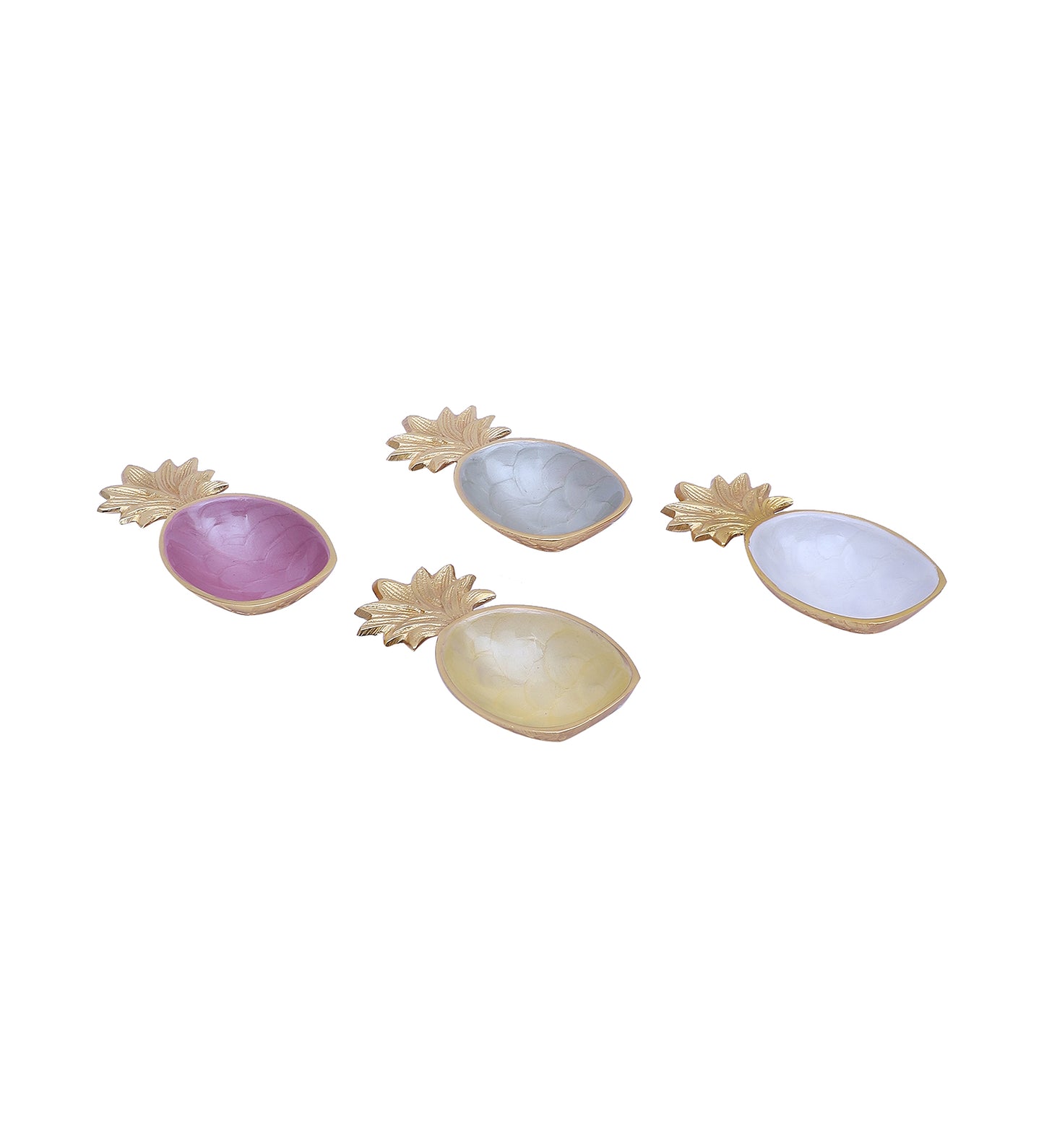 Multicolor Aluminum Pineapple Platter Set of 4