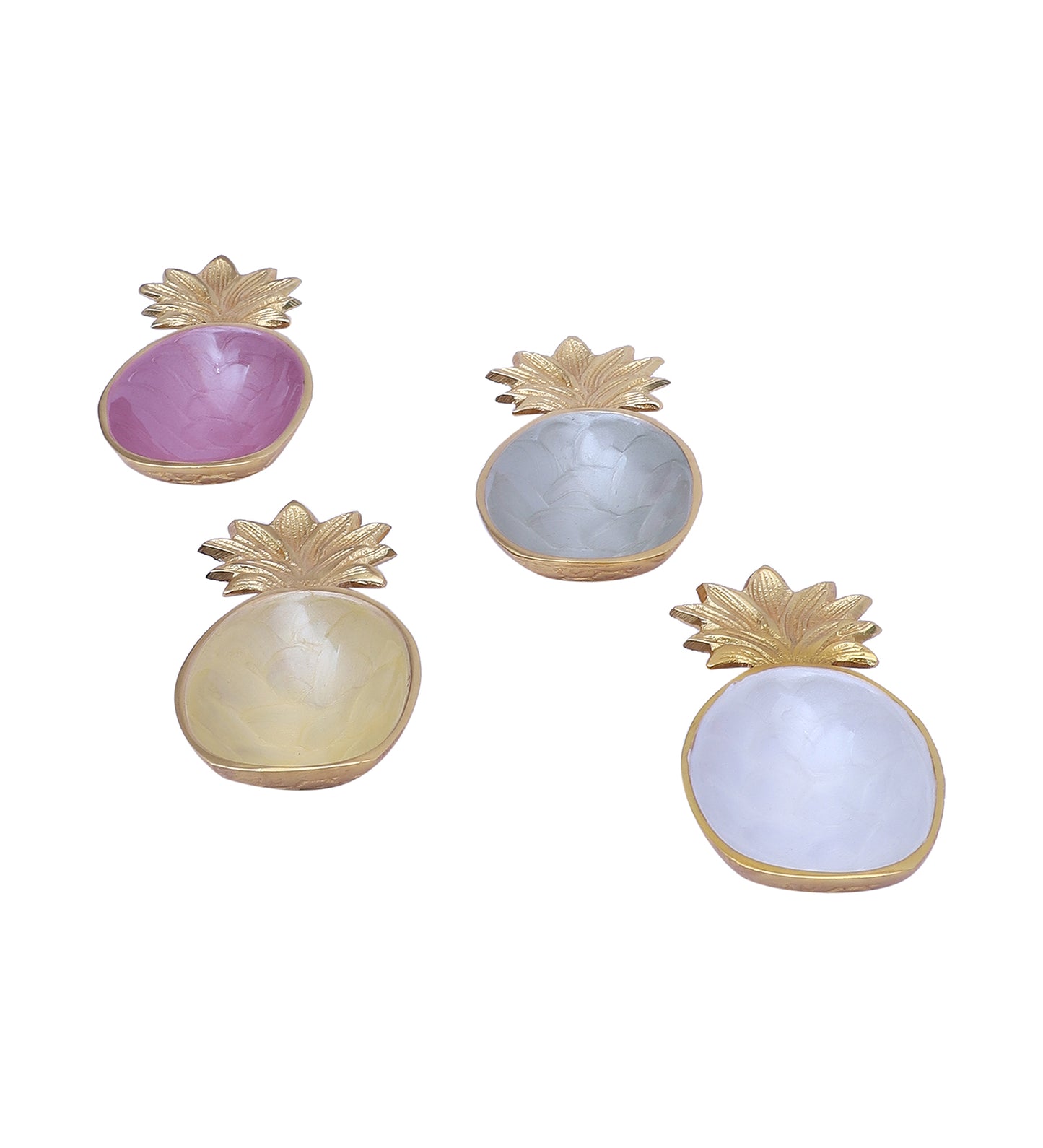 Multicolor Aluminum Pineapple Platter Set of 4