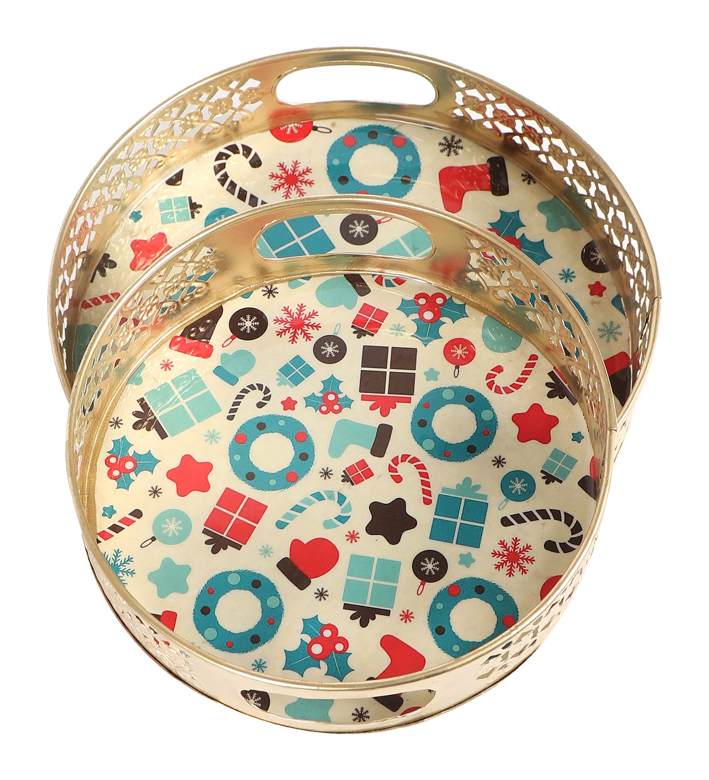 Christmas Ring Metal Basket Set of 2