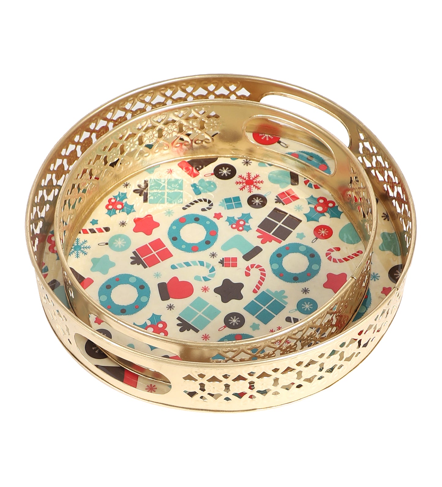 Christmas Ring Metal Basket Set of 2