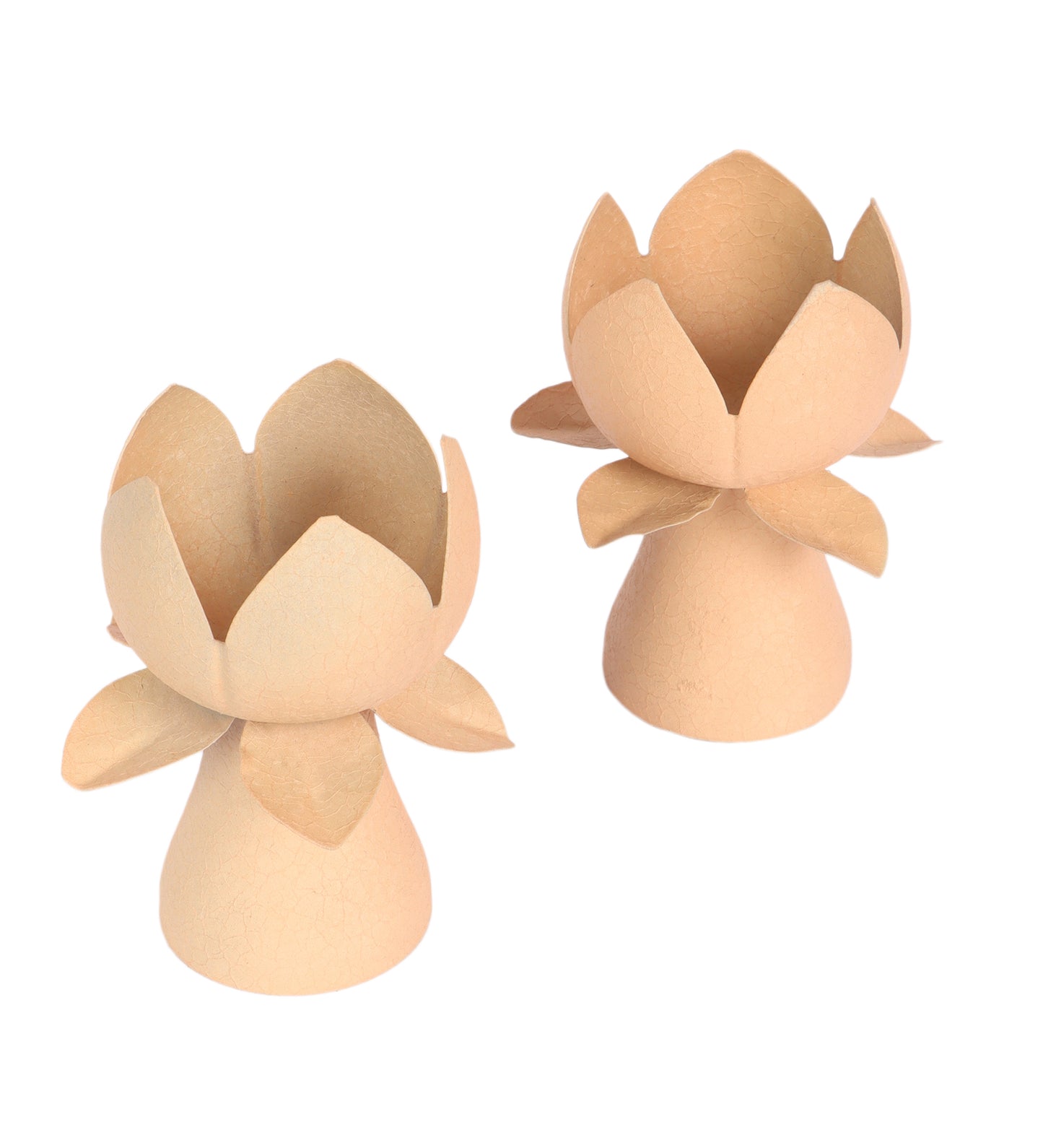 Biege Textured Lotus Tealight Holder Set of 2