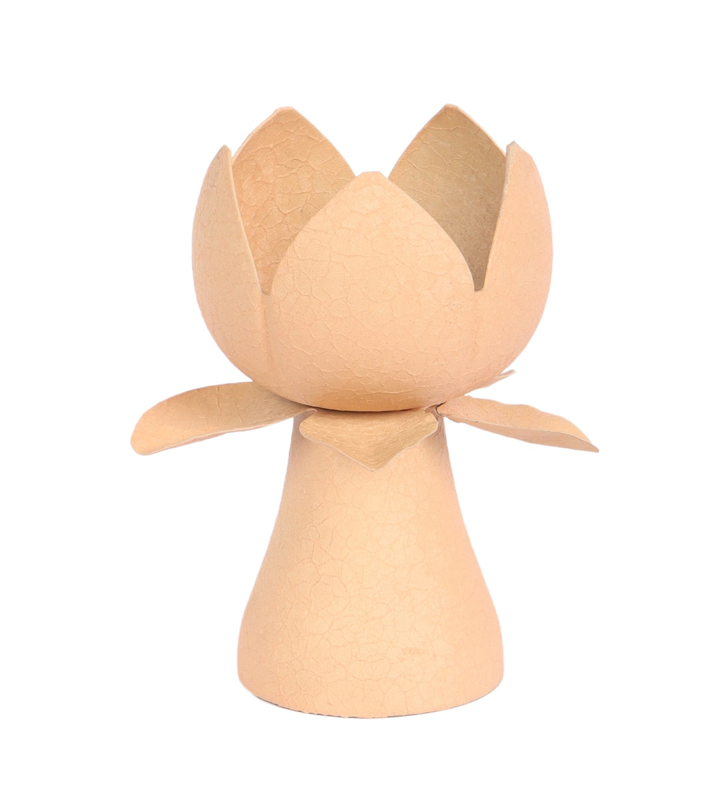 Biege Textured Lotus Tealight Holder Set of 2