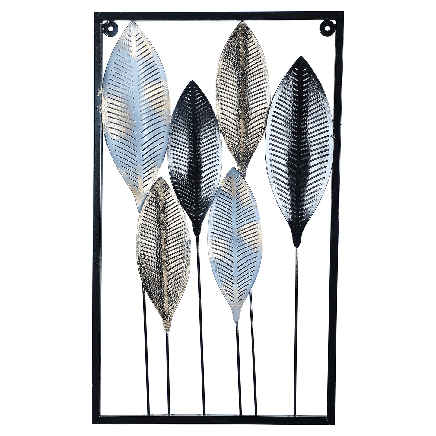 Black & Gold Leaves Rectangular Wall Décor