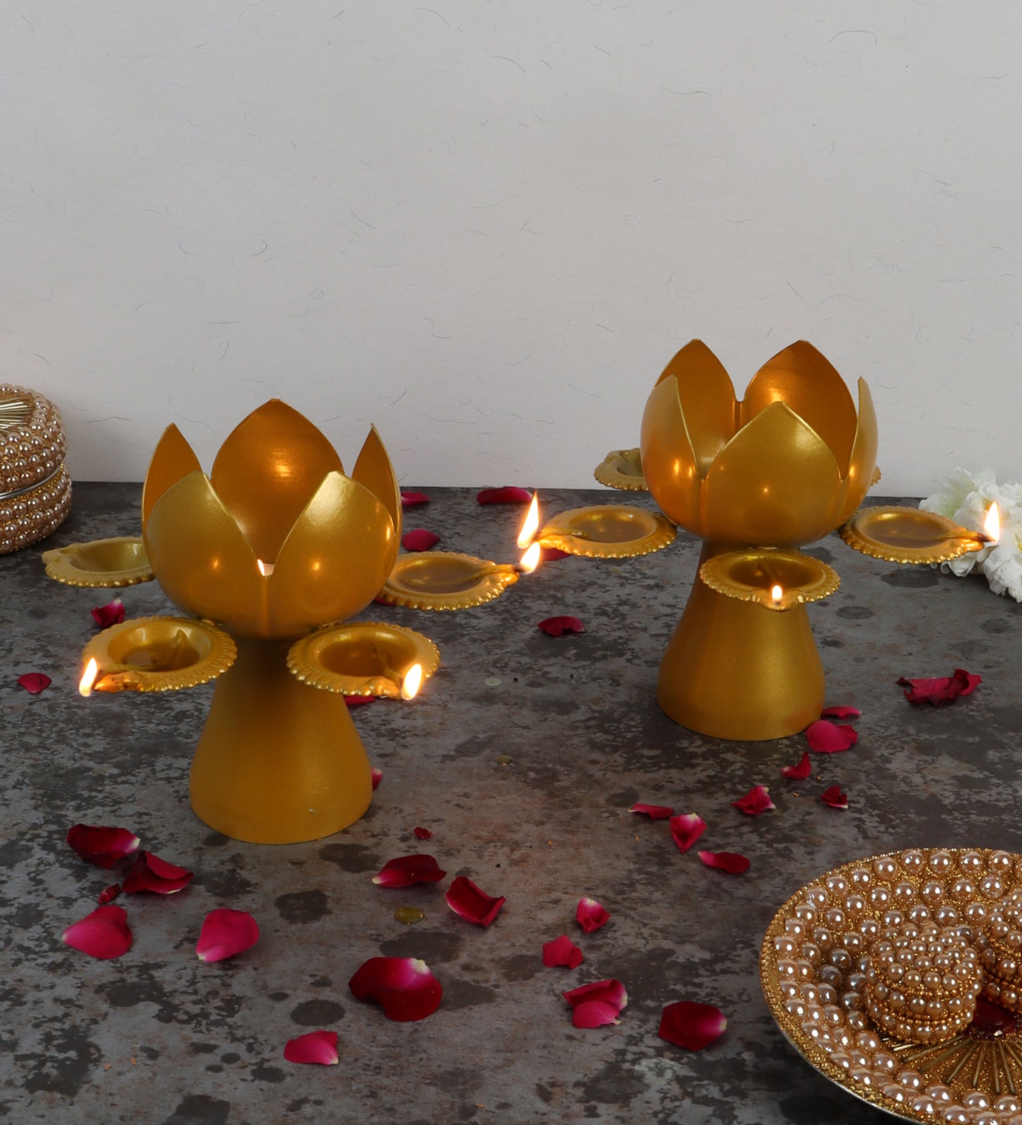 Gold Lotus  Lotus Tealight Holder Set of 2
