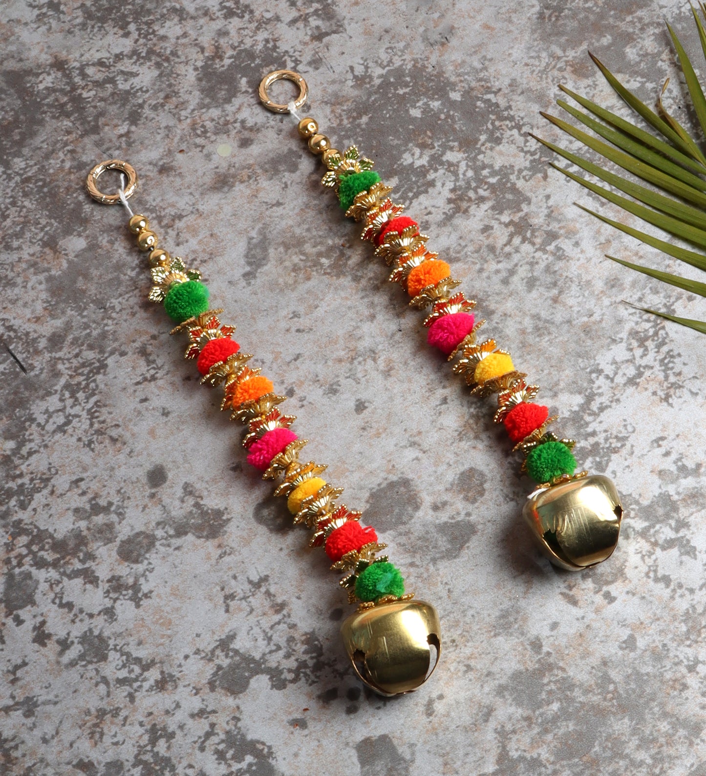 Multicolor Small Metal Bell Toran Set of 2