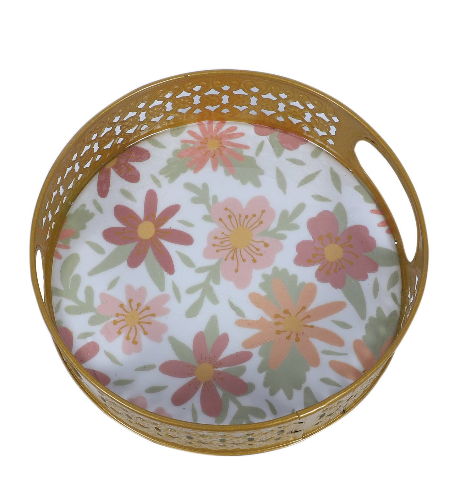 Multicolor FLowers Round Basket With Jar Set of 3